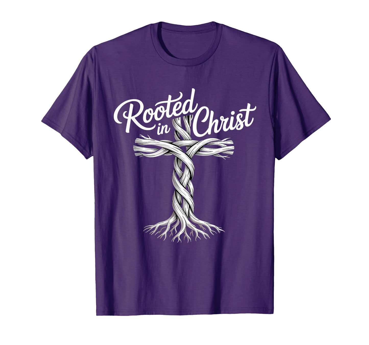 Rooted in Christ Jesus Christian Faith Cross T-Shirt