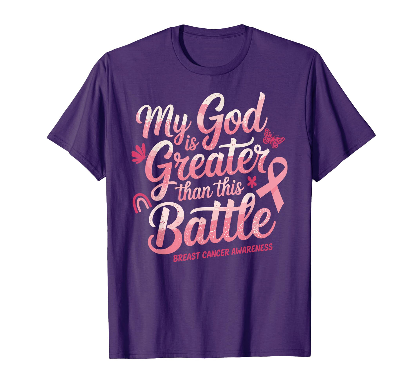 God Faith Breast Cancer Support Breast Cancer Awareness T-Shirt