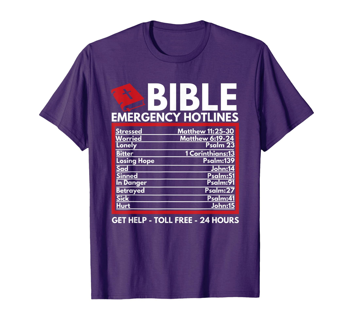 Bible Emergency Numbers - Funny Christian Bible & Jesus T-Shirt
