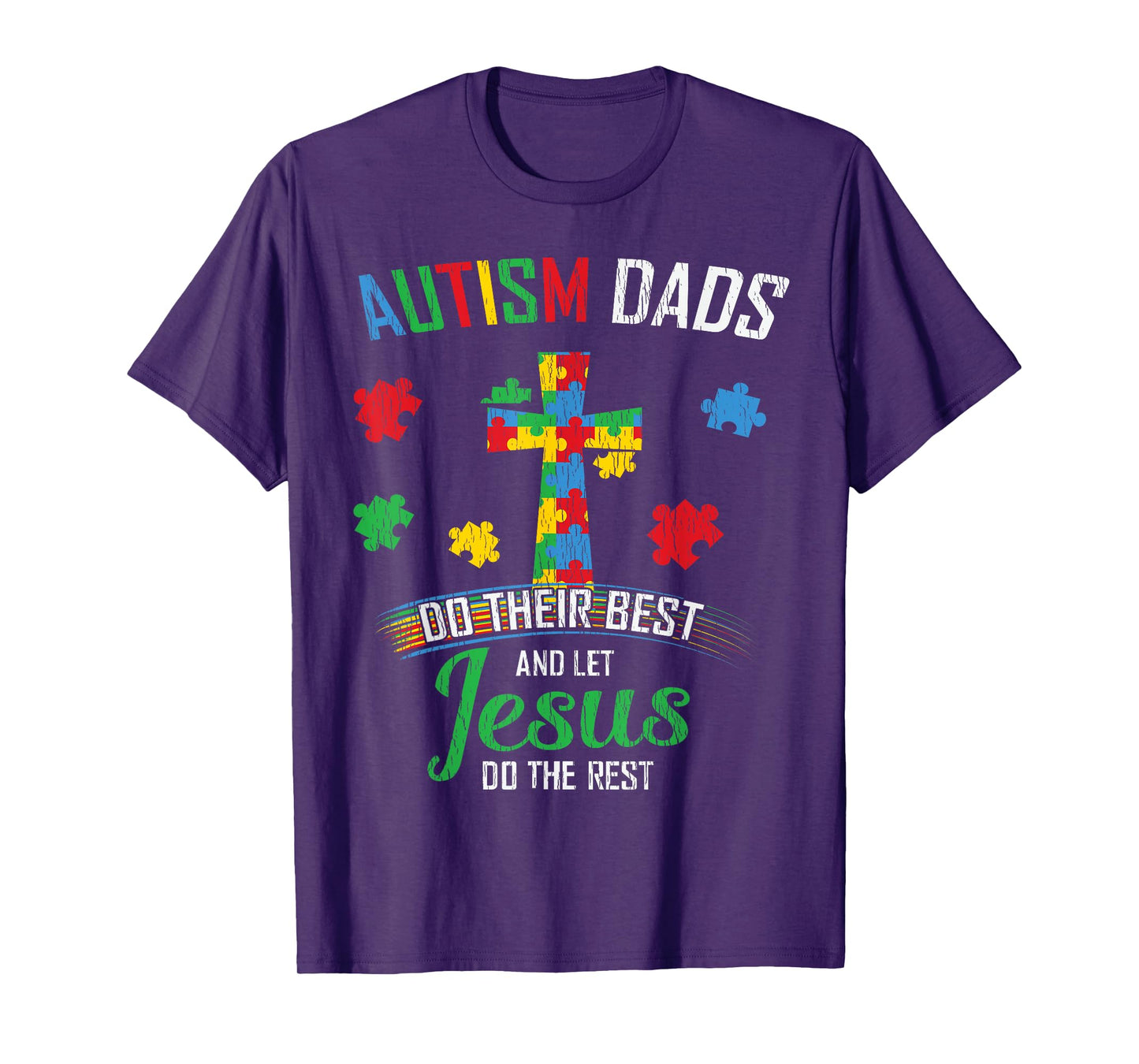 Autism Dad Son Father Autistic Kid Awareness Jesus Christian T-Shirt