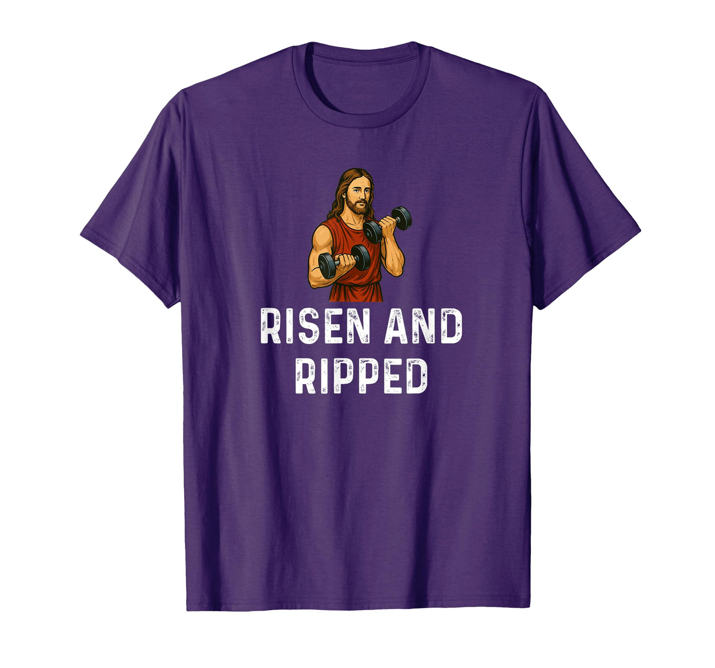 Risen and Ripped Church God Jesus Weight Lifting Fitness T-Shirt