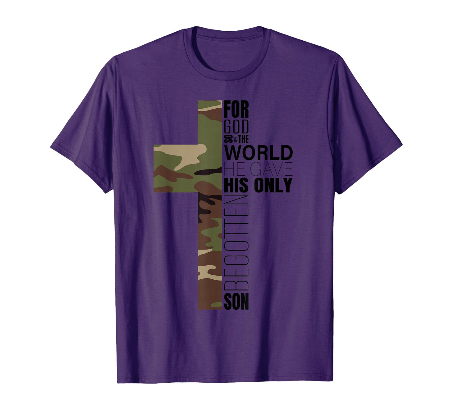 Green Camo Christian Cross Gifts Men John 3 16 Bible Verse Premium T-Shirt