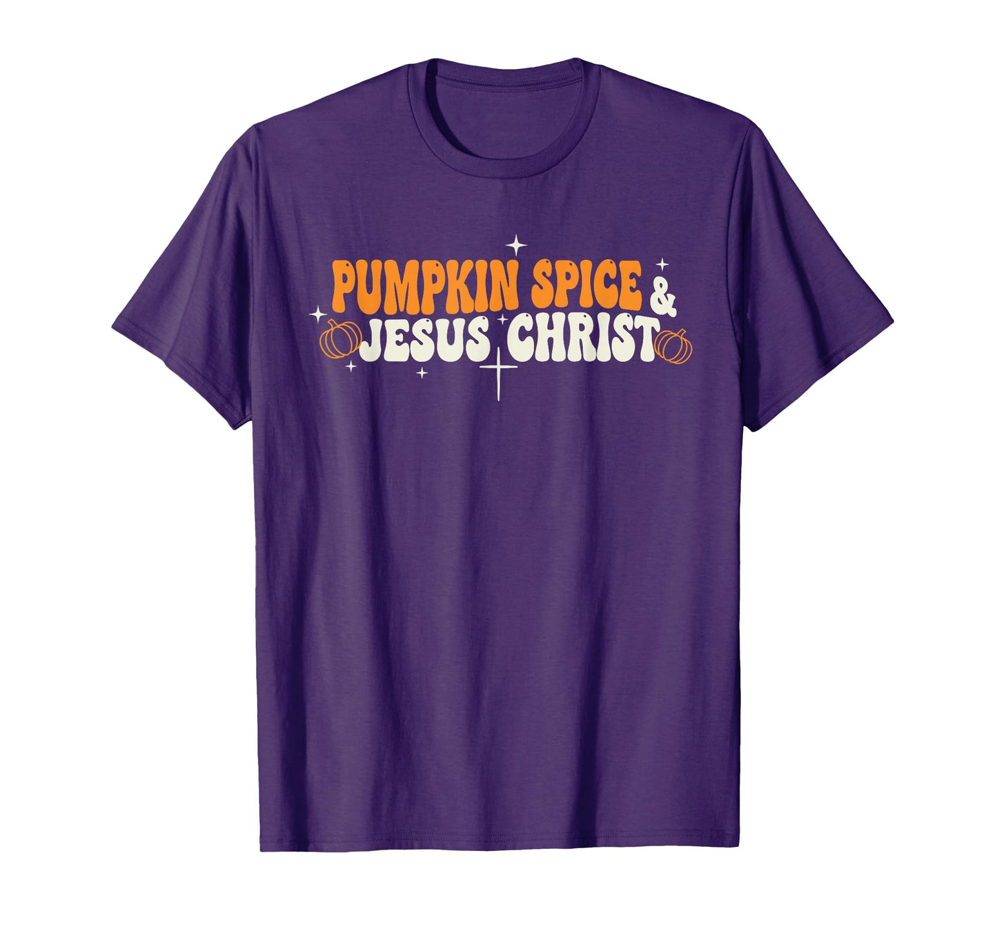 Pumpkin Spice and Jesus Christ Minimal Retro Autumn Faith T-Shirt