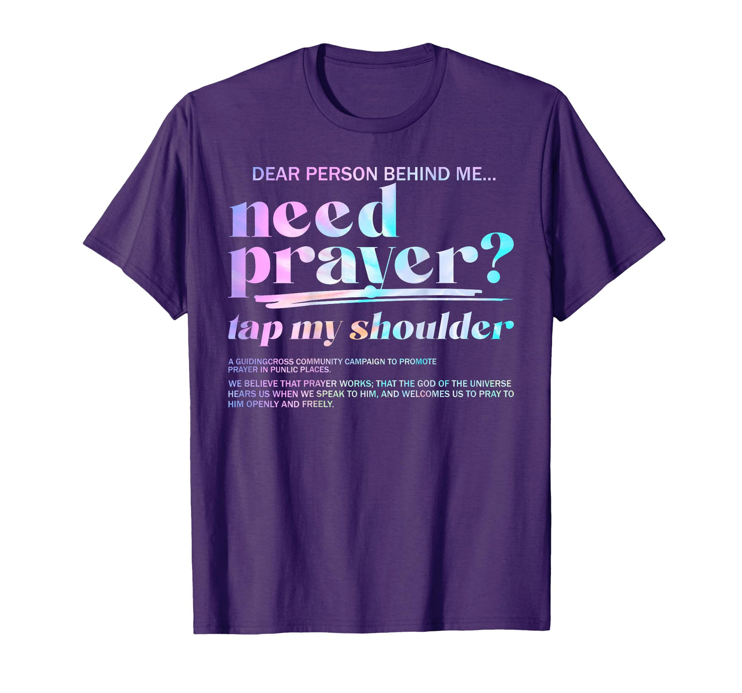 Need Prayer Tap My Shoulder Christian Men Women (On Back) T-Shirt