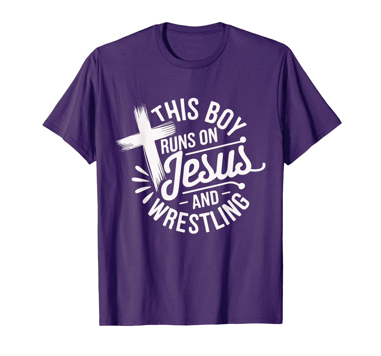 This Boy Runs on Jesus and Wrestling Christian Faith apparel T-Shirt