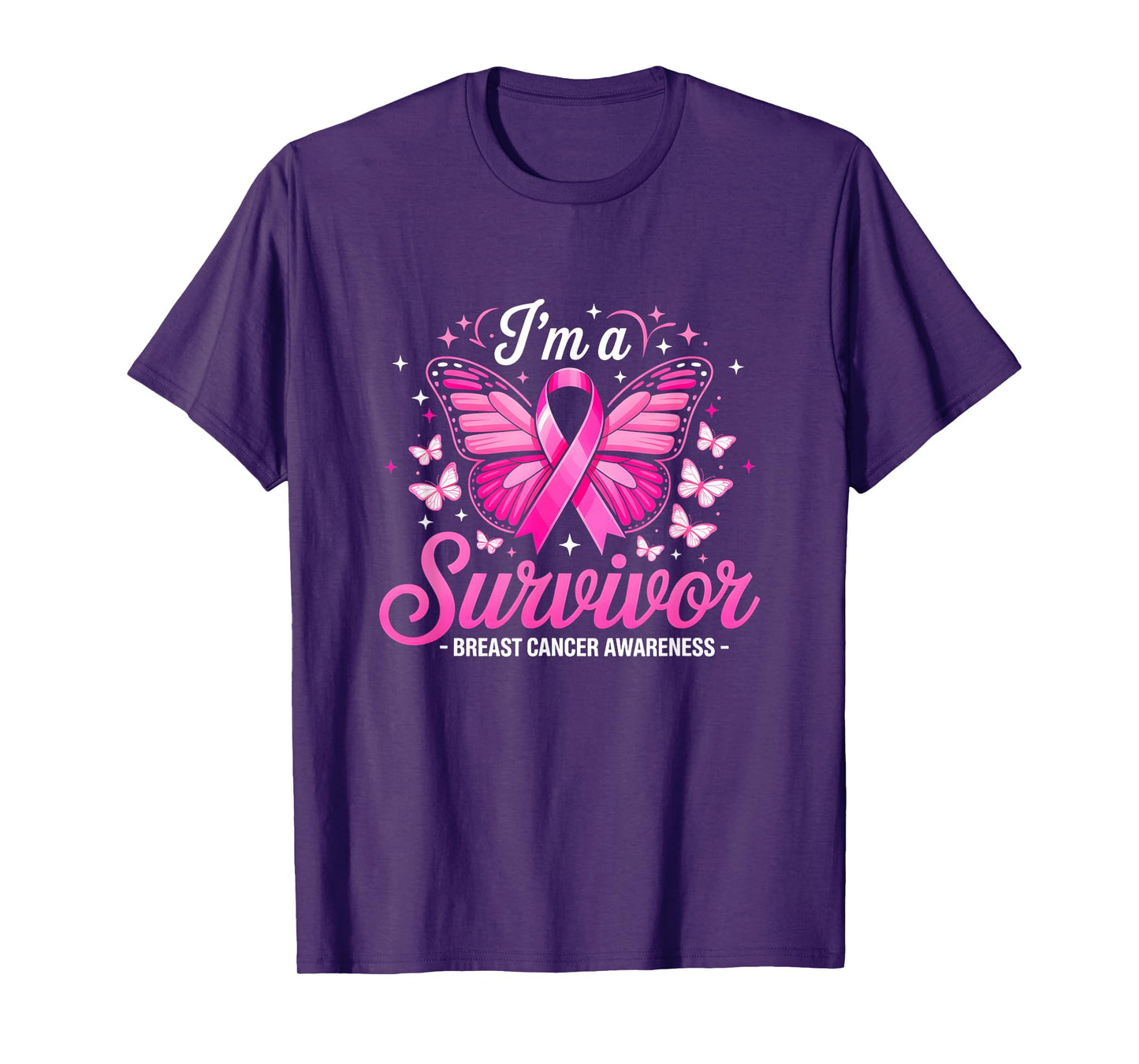 I'm A Survivor Breast Cancer Awareness Women Butterfly T-Shirt