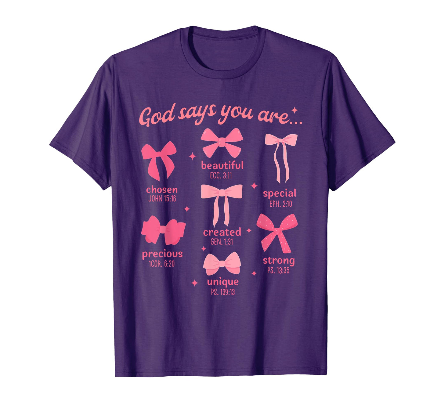 Coquette Bow Bible Verse Christian Jesus Christ Girls Women T-Shirt
