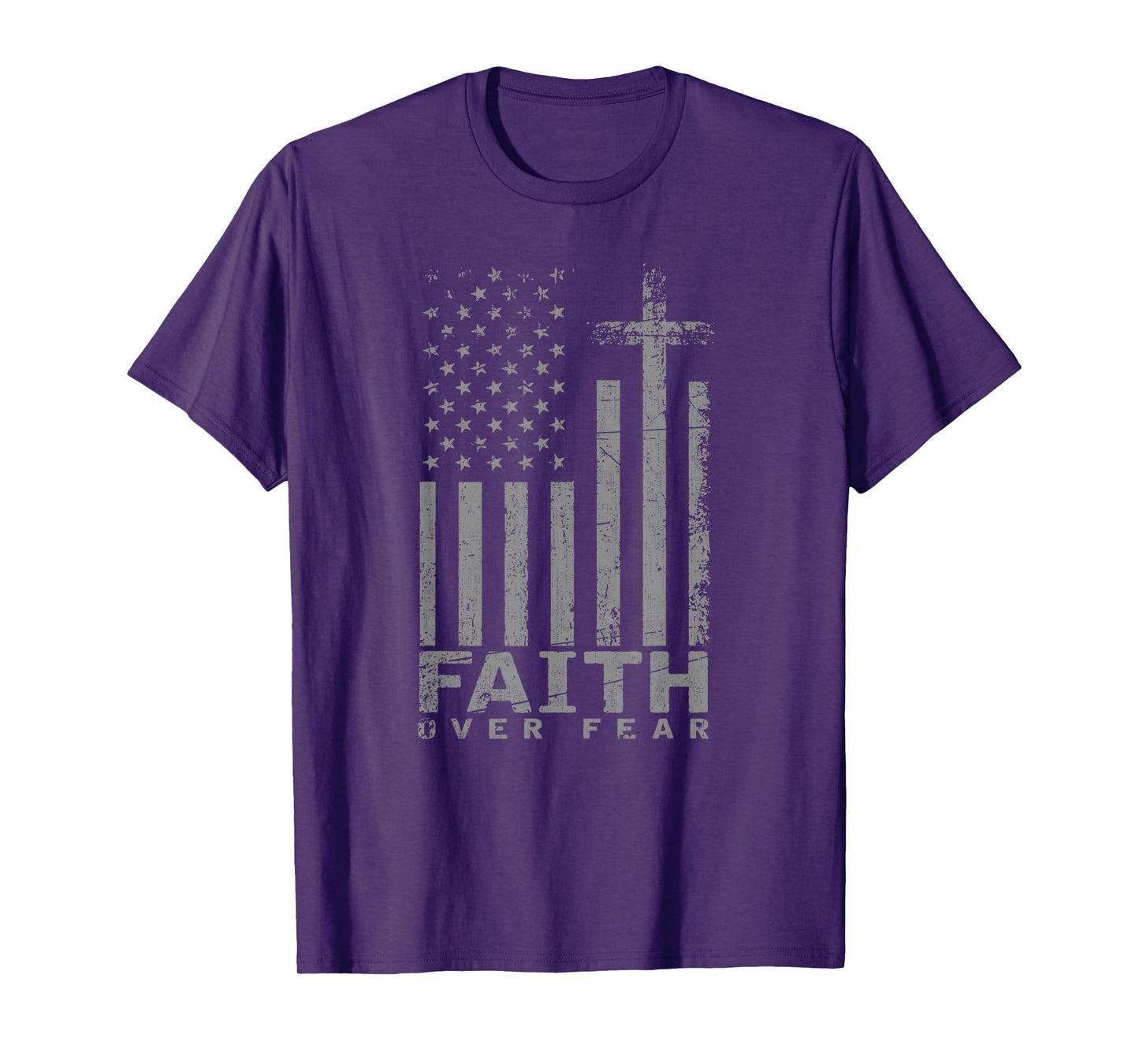 USA Flag Patriotic American Gift Faith Over Fear Prayer T-Shirt