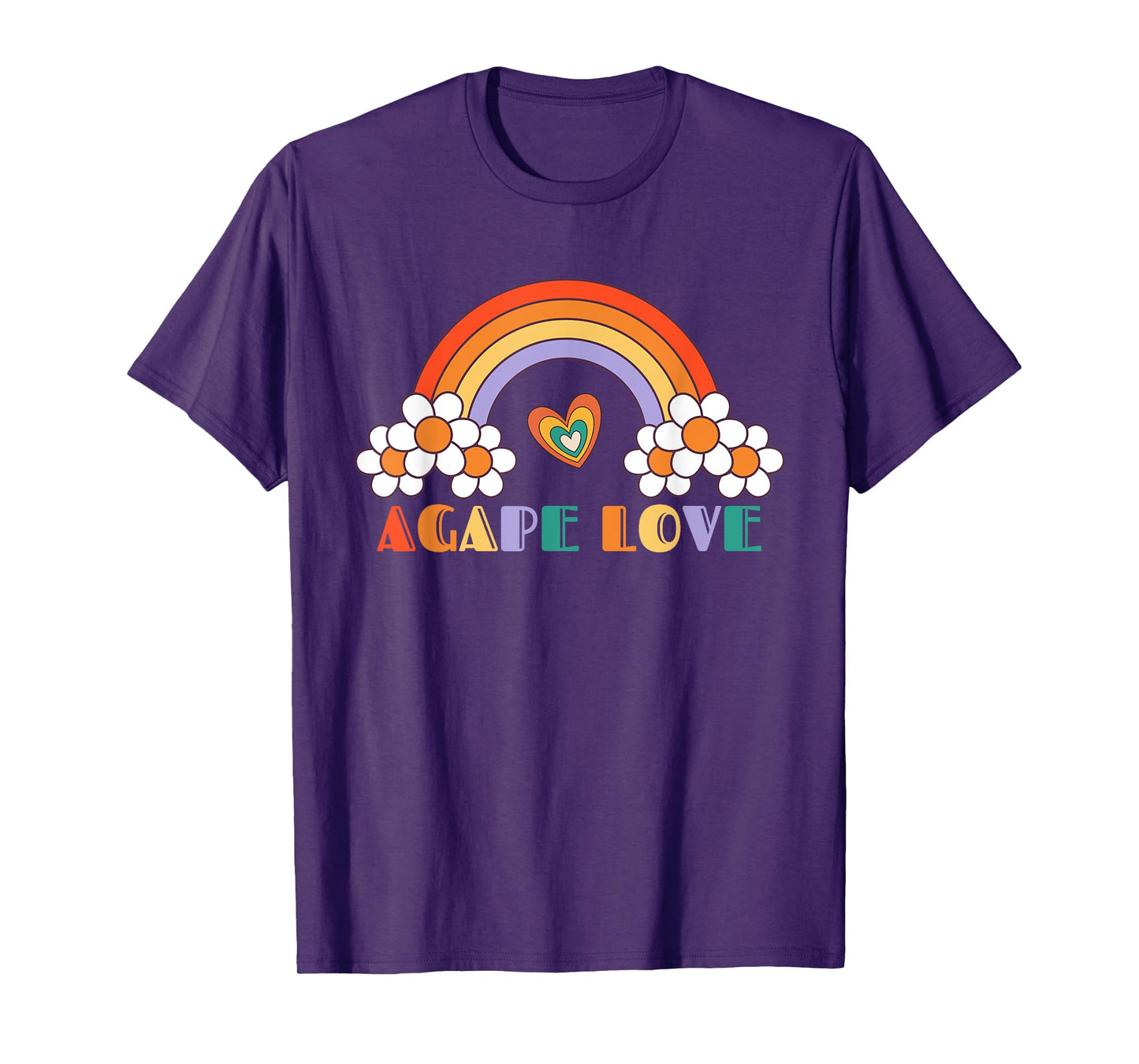 Agape Love Rainbow Heart Inspirational Women Christian T-Shirt