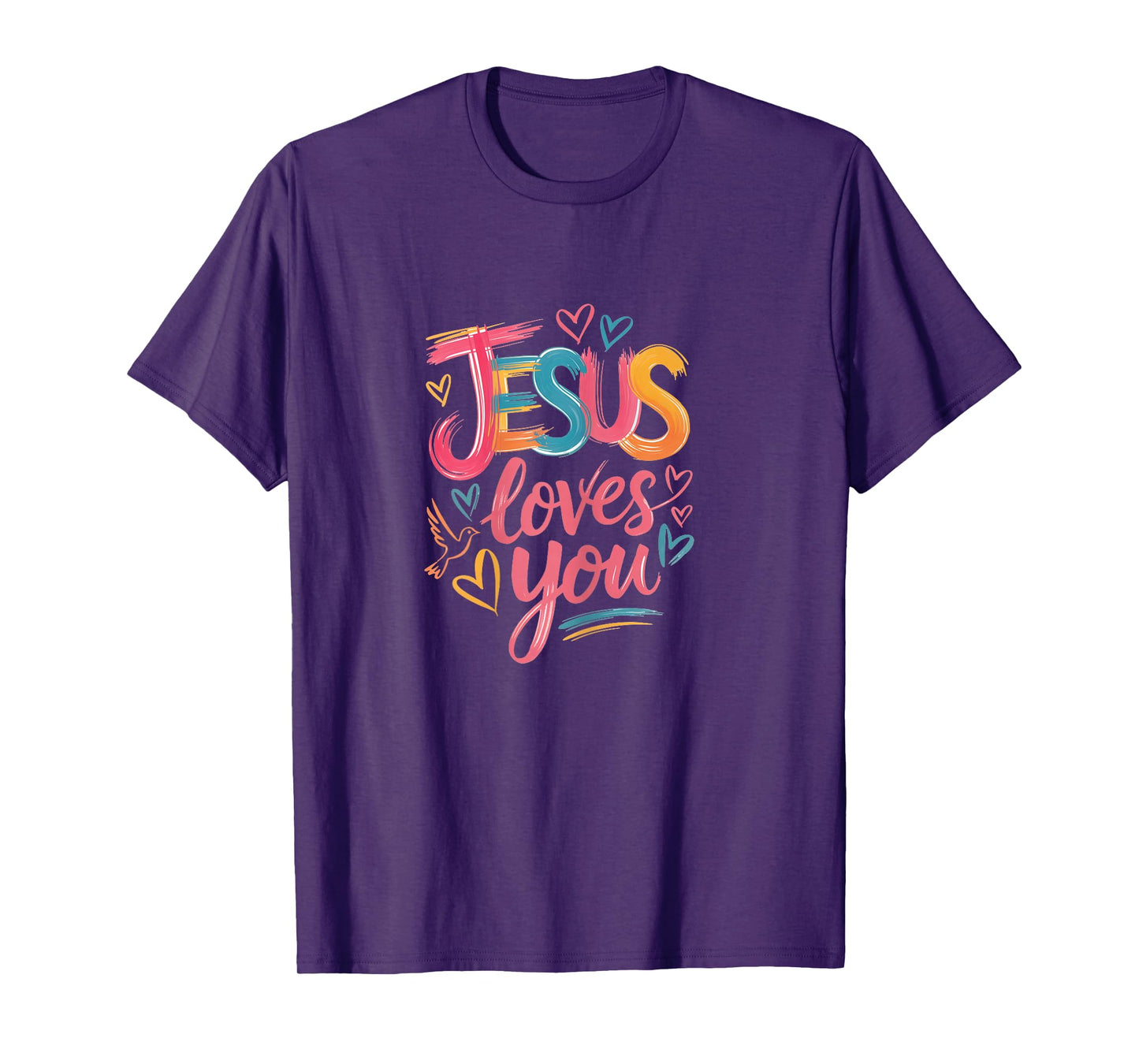 Jesus Loves You Colorful Hearts T-Shirt