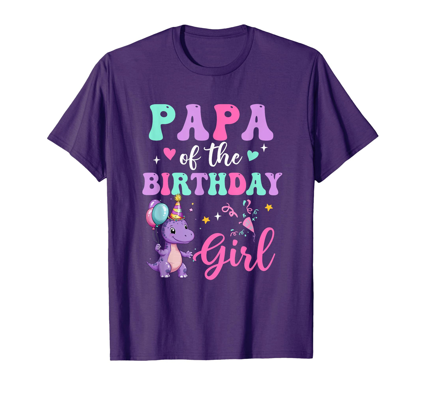 Papa Of The Birthday For Girl Dinosaur T-Rex Party Family T-Shirt