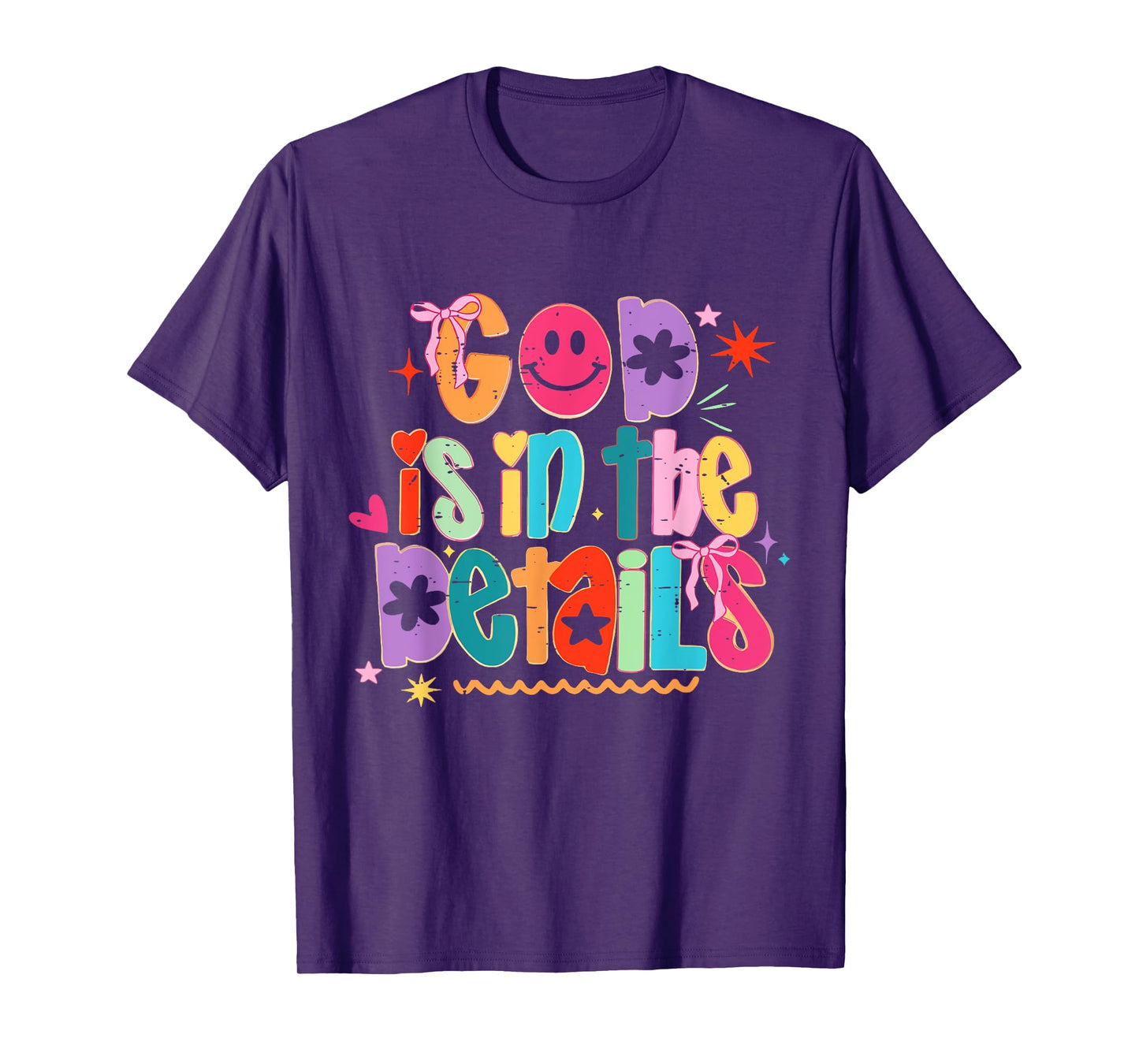 Coquette Bow Funny God Is In The Details Religious Christian T-Shirt