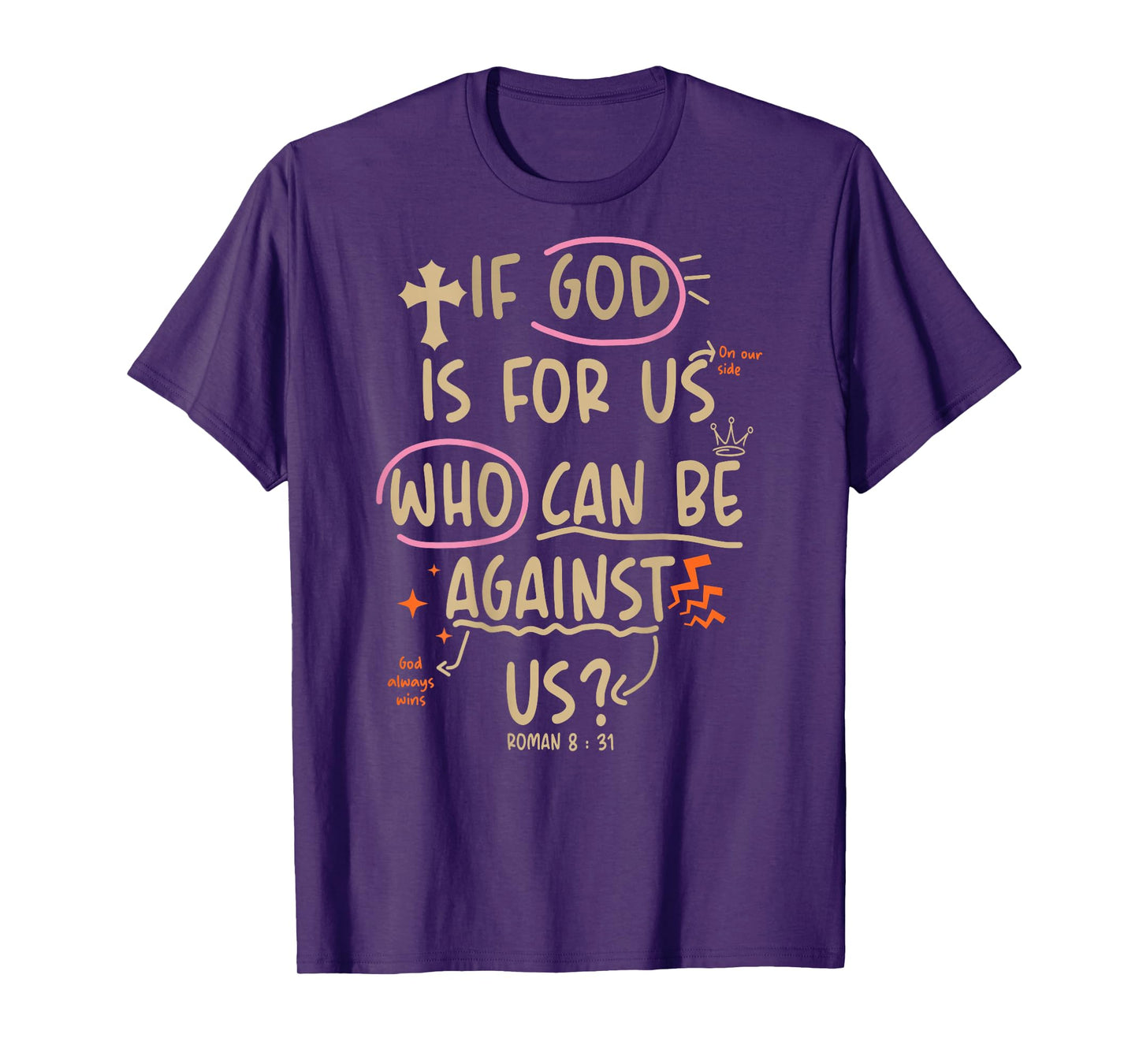 (On Back) If God is for Us Who Can Be Against Us Christian T-Shirt