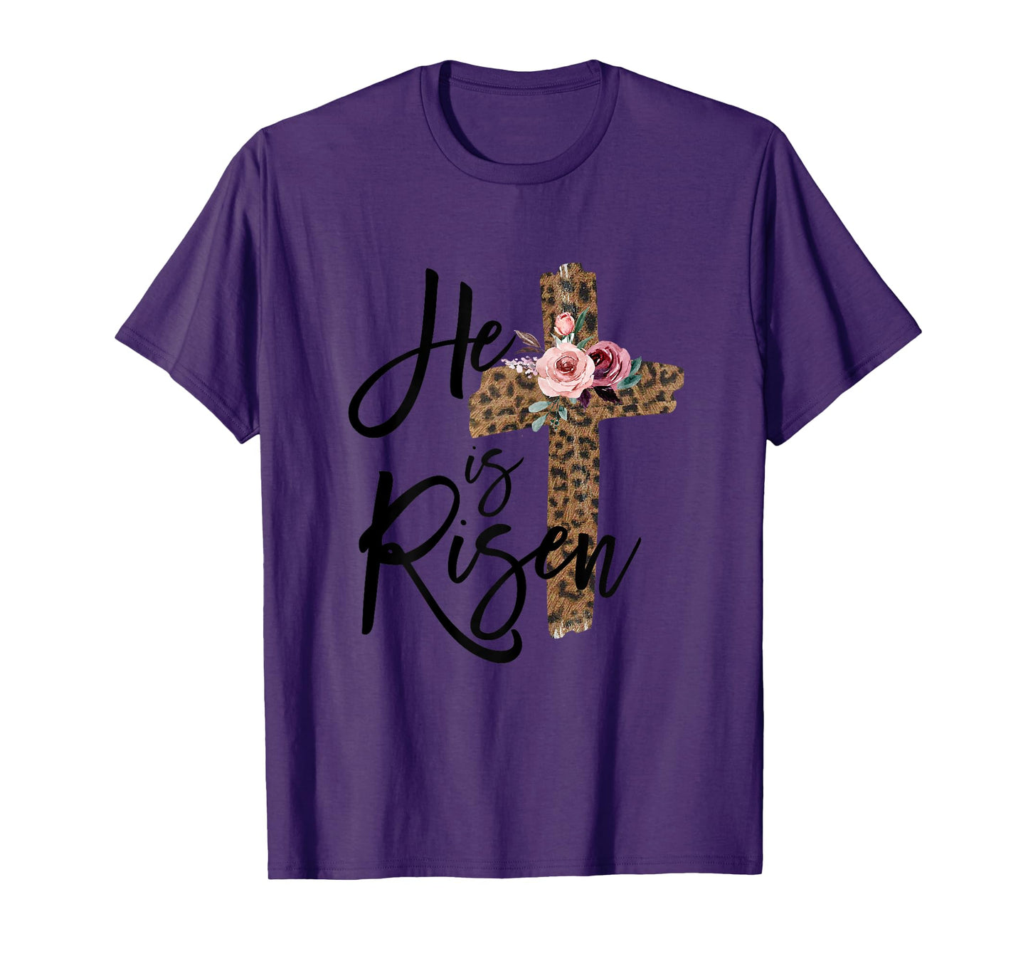 He is Risen Christian Easter Women Leopard Teen Girls T-Shirt