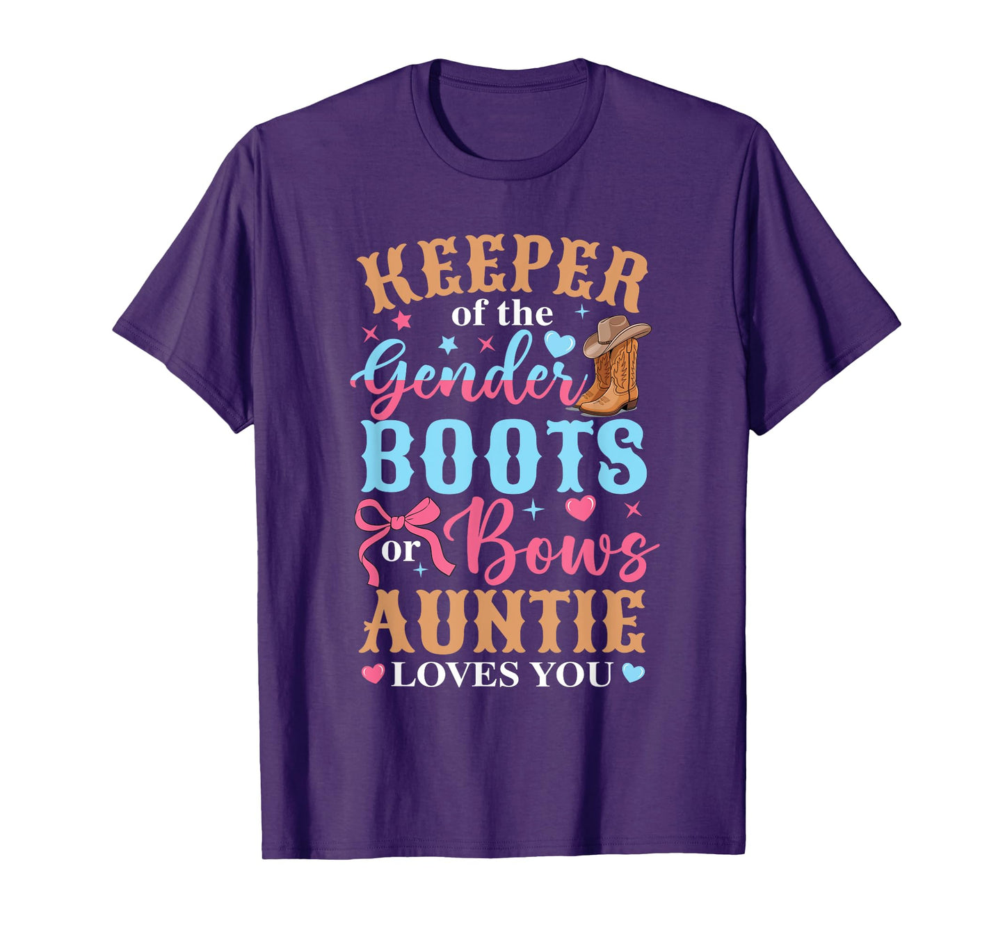 Boots Or Bows Auntie Loves You Gender Reveal Family Matching T-Shirt