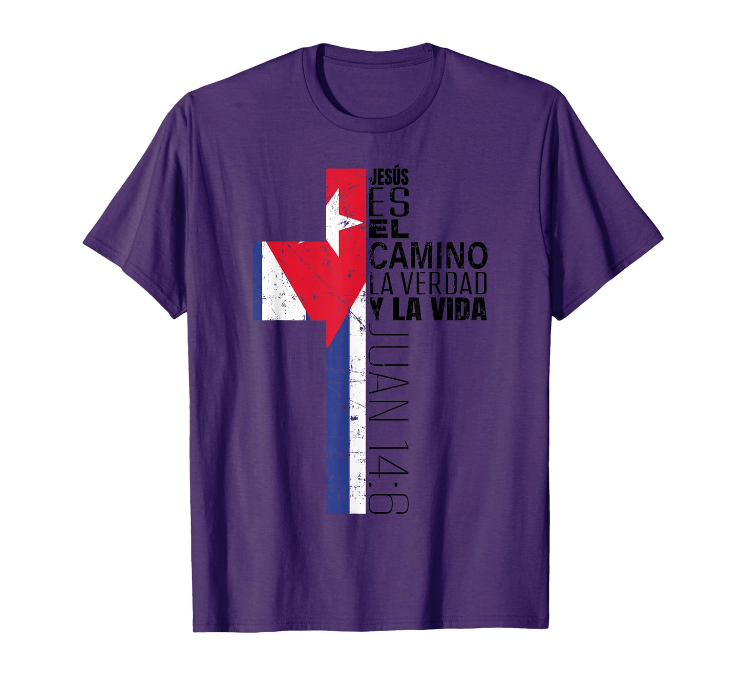 Christian Spanish Gifts Men Women Jesus Juan 14:6 Cuban Flag T-Shirt