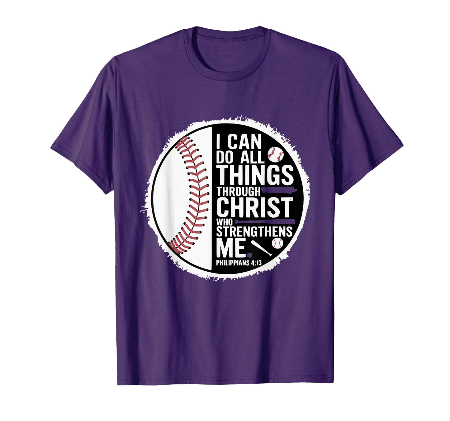 Baseball Player Sports with Christian Bible Verse Theme T-Shirt