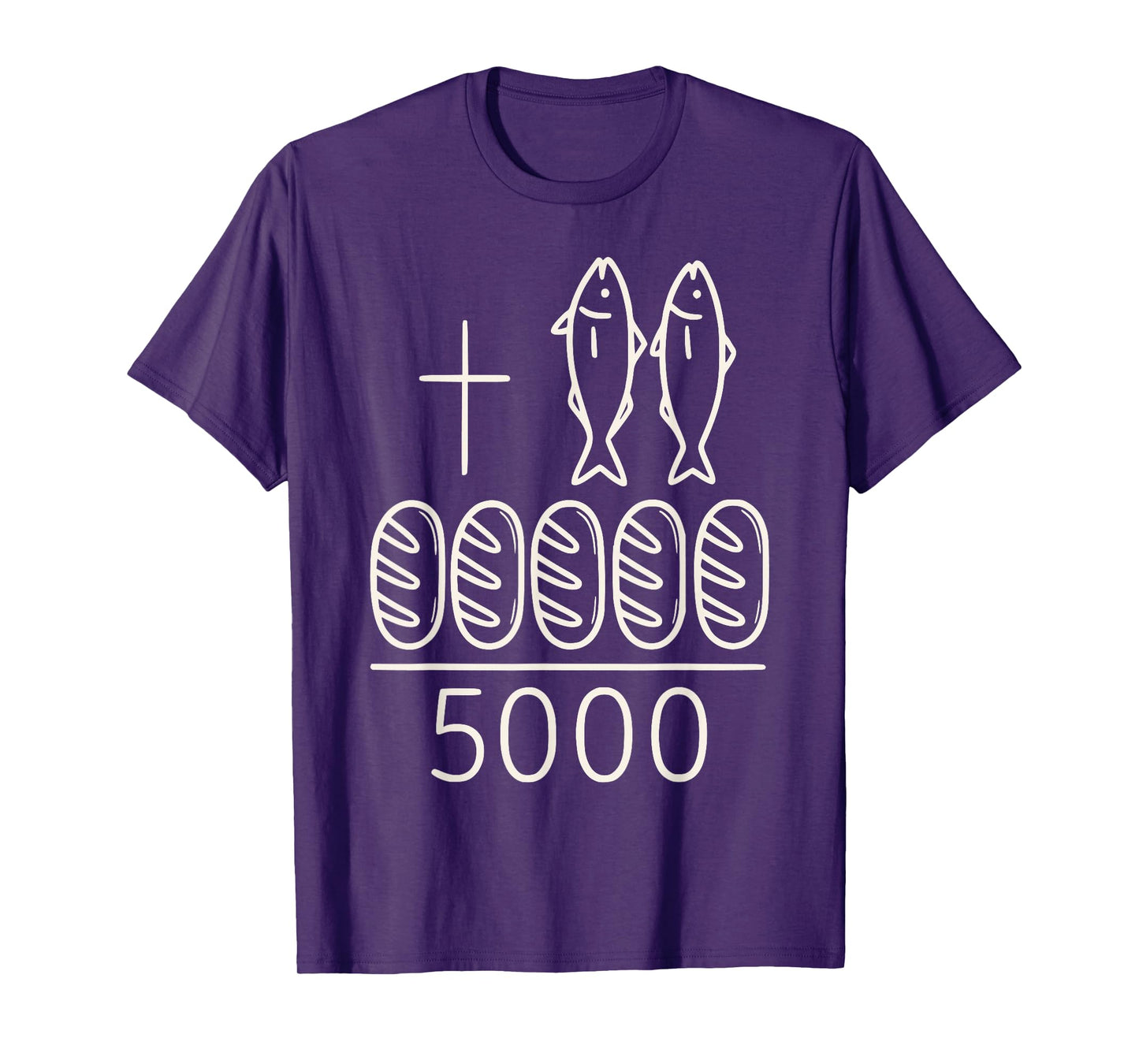 2 Fishes 5 Breads Jesus Cross 5000 Miracle Christian T-Shirt