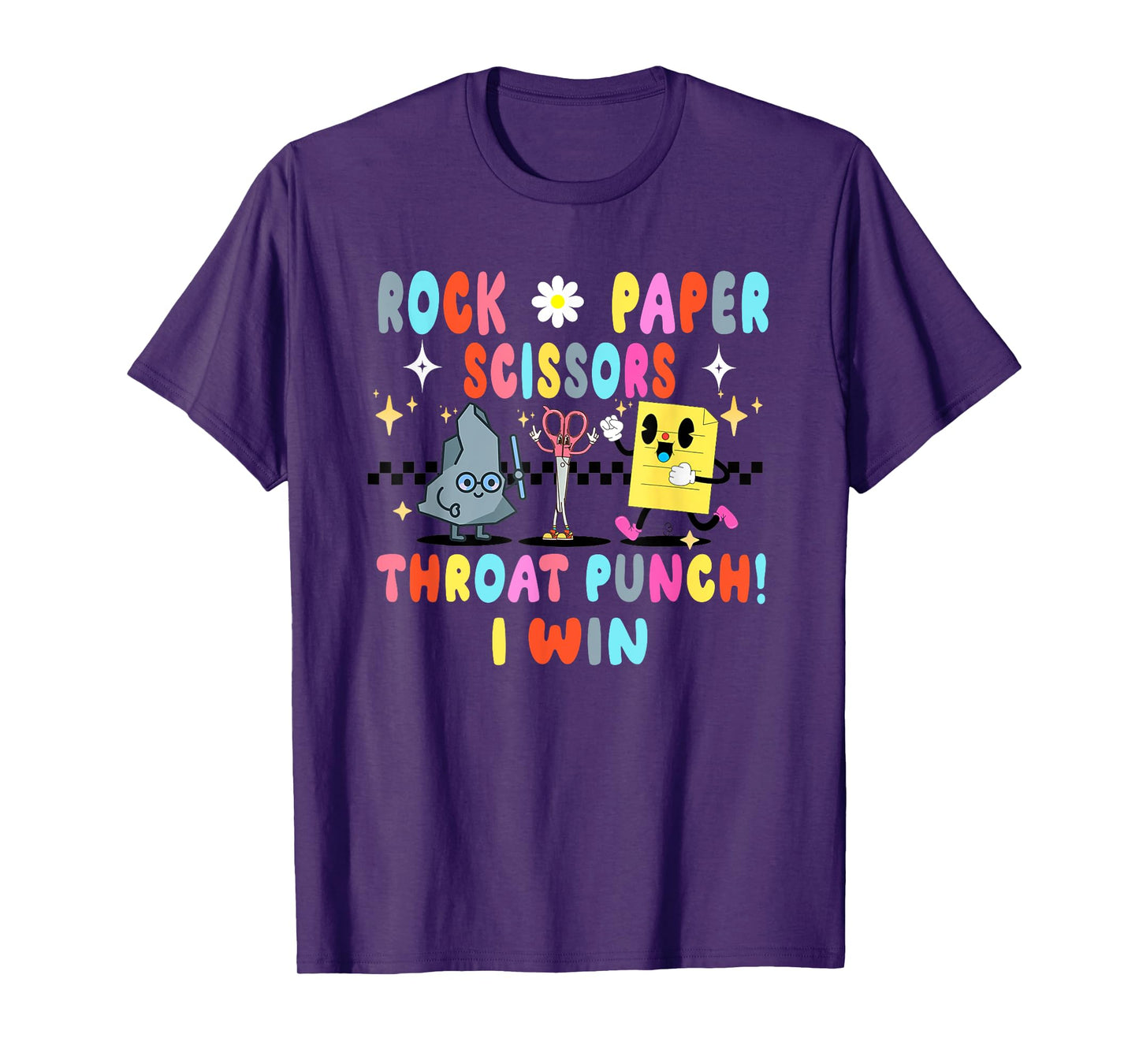 Rock Paper Scissors Throat Punch I Win Groovy T-Shirt
