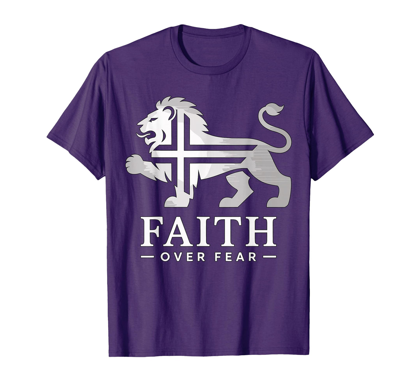 Faith Over Fear Lion Cross Christian T-Shirt