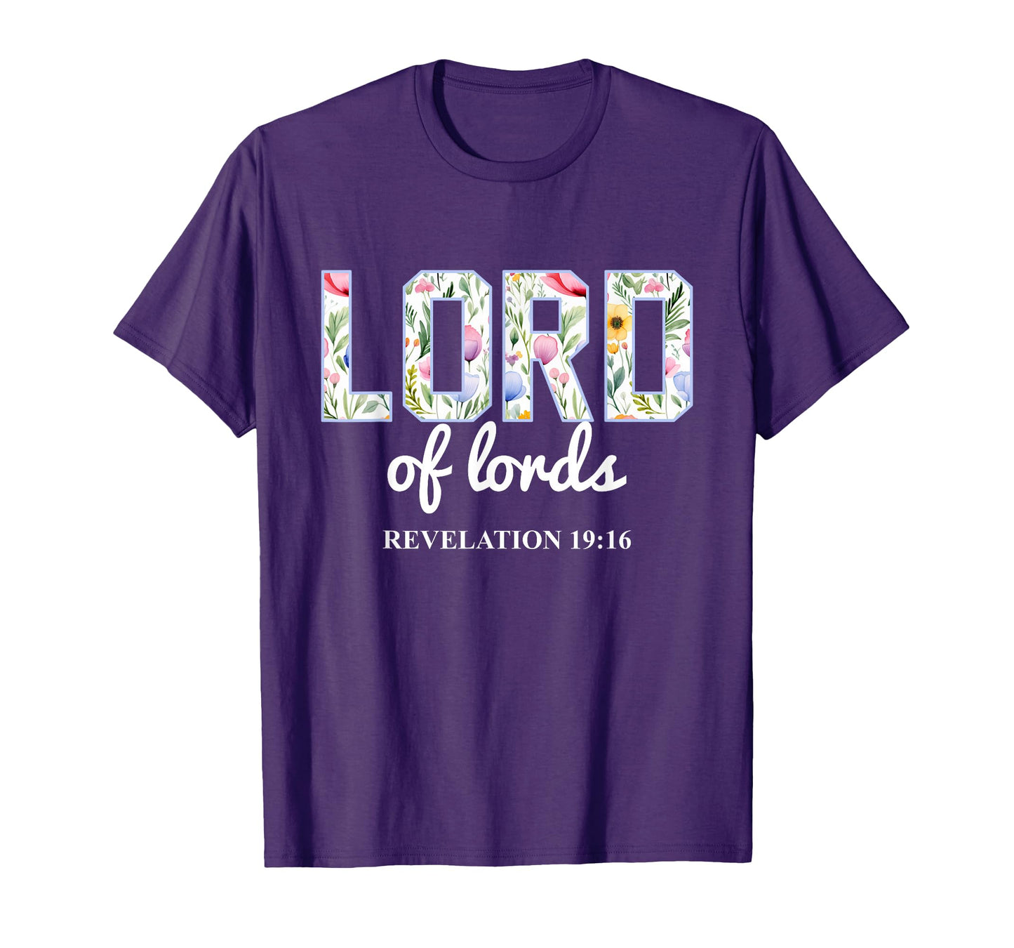 Lord of Lords Boho Floral Christian Bible Verse T-Shirt