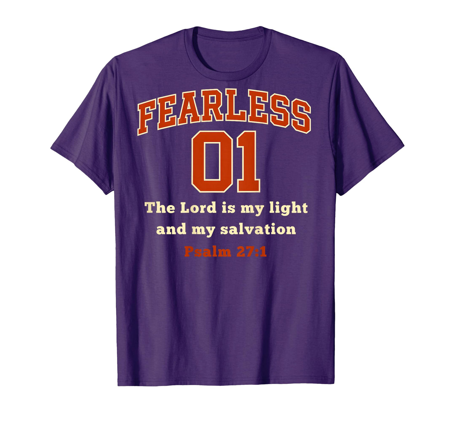 (ON Back) Fearless 01 Sports Jersey Style Psalm 27 1 Verse T-Shirt