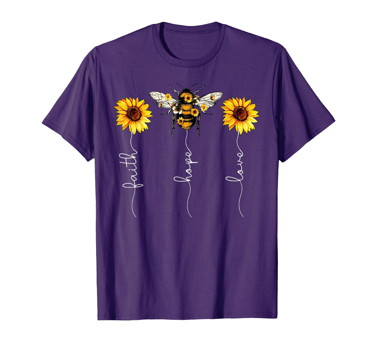 Faith Hope Love Sunflower Bee Jesus Christian Bible Verse T-Shirt
