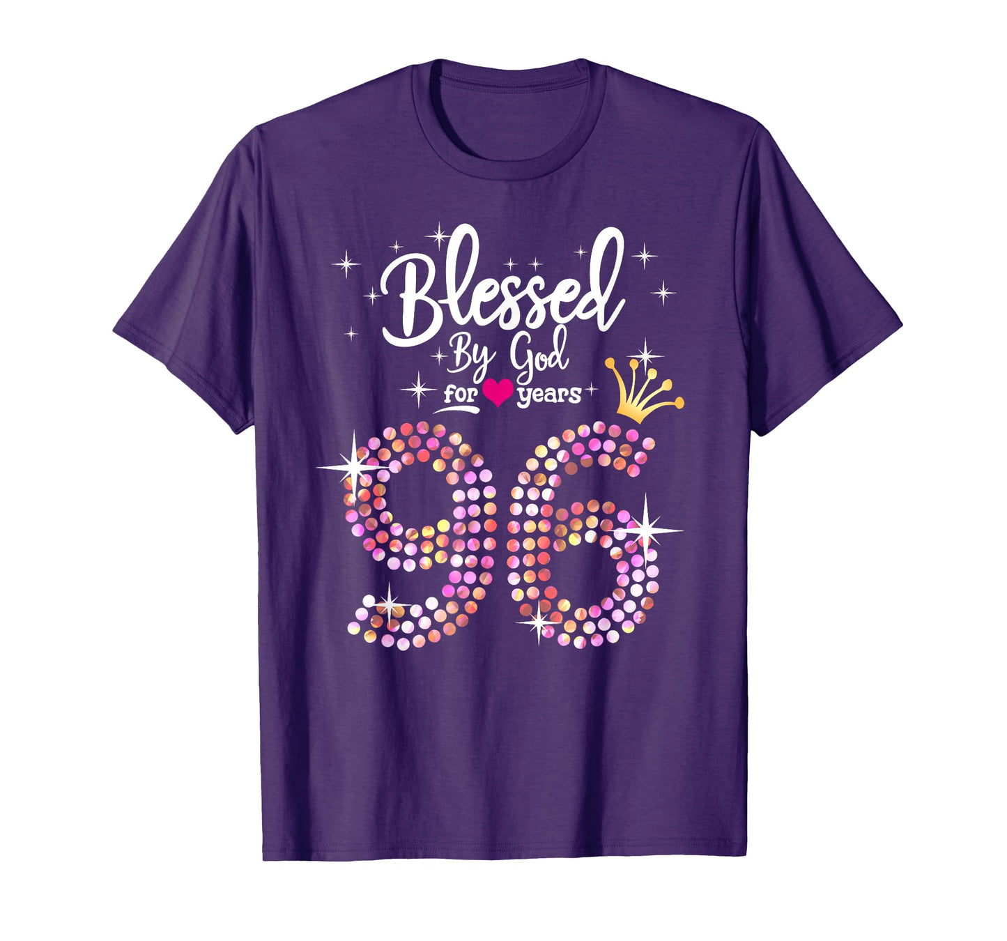 Womens Blessed by God for 96 Years 96th Birthday Anniversary T-Shirt