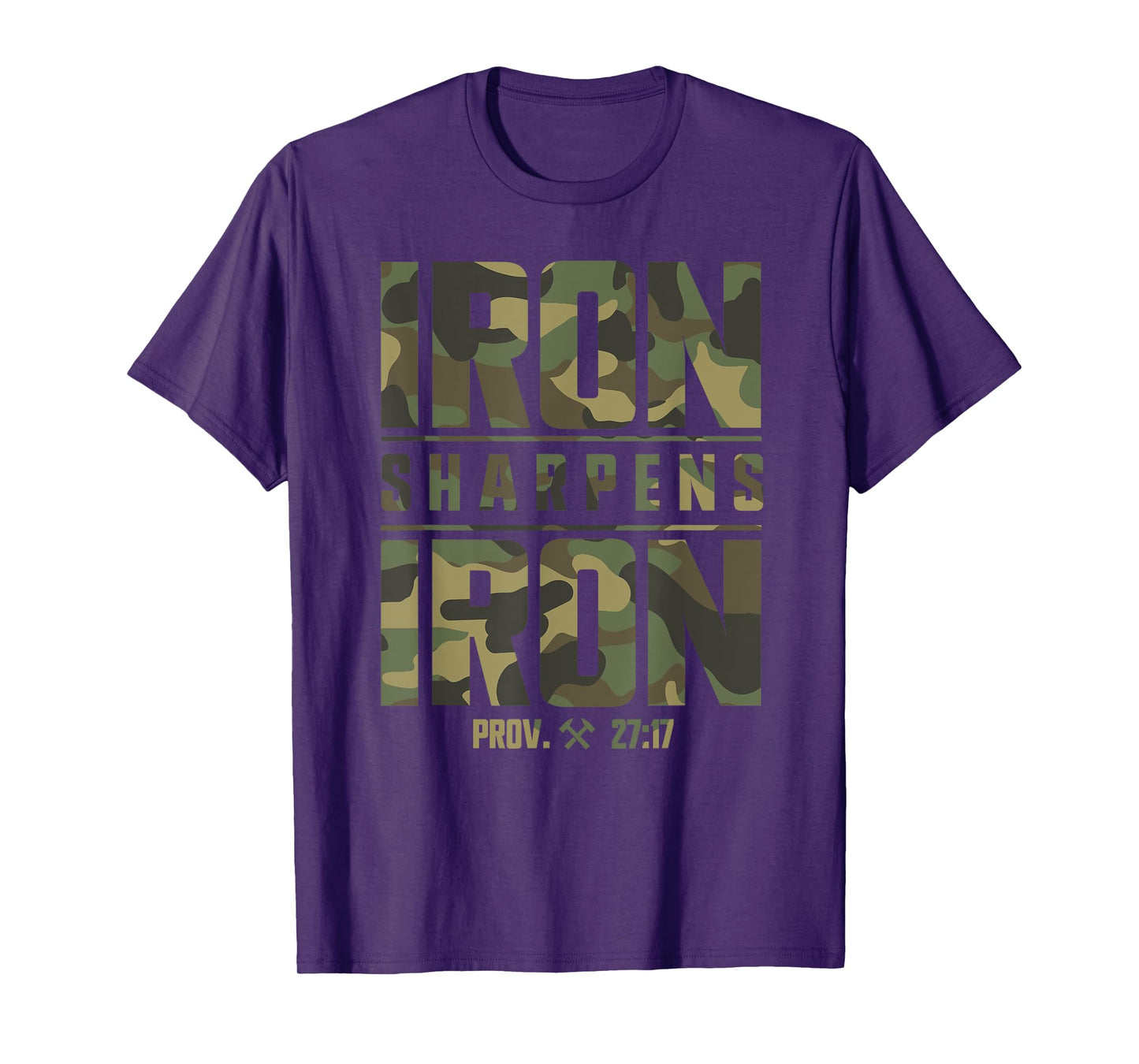 Iron Sharpens Iron Christian Men Camo Scripture Gym Workout T-Shirt