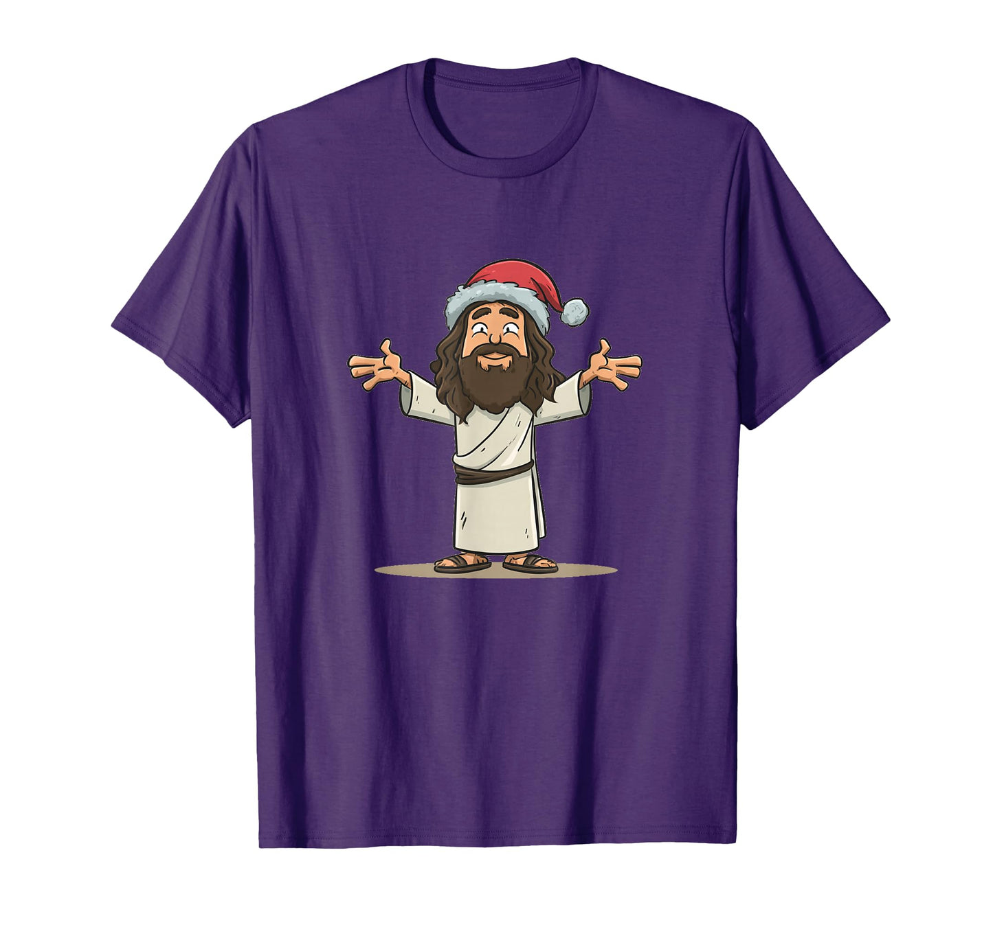Great Cartoon Jesus with Festive Christmas Hat Costume T-Shirt