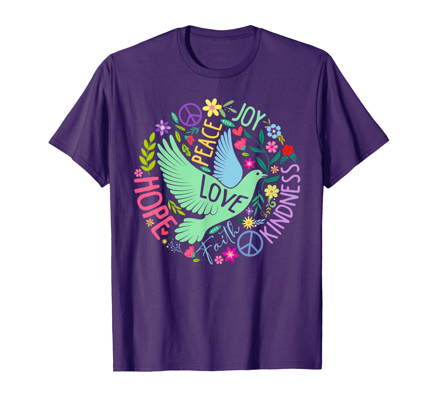 Groovy Hippie Peace Hope Love Peace Bird World Peace Day T-Shirt