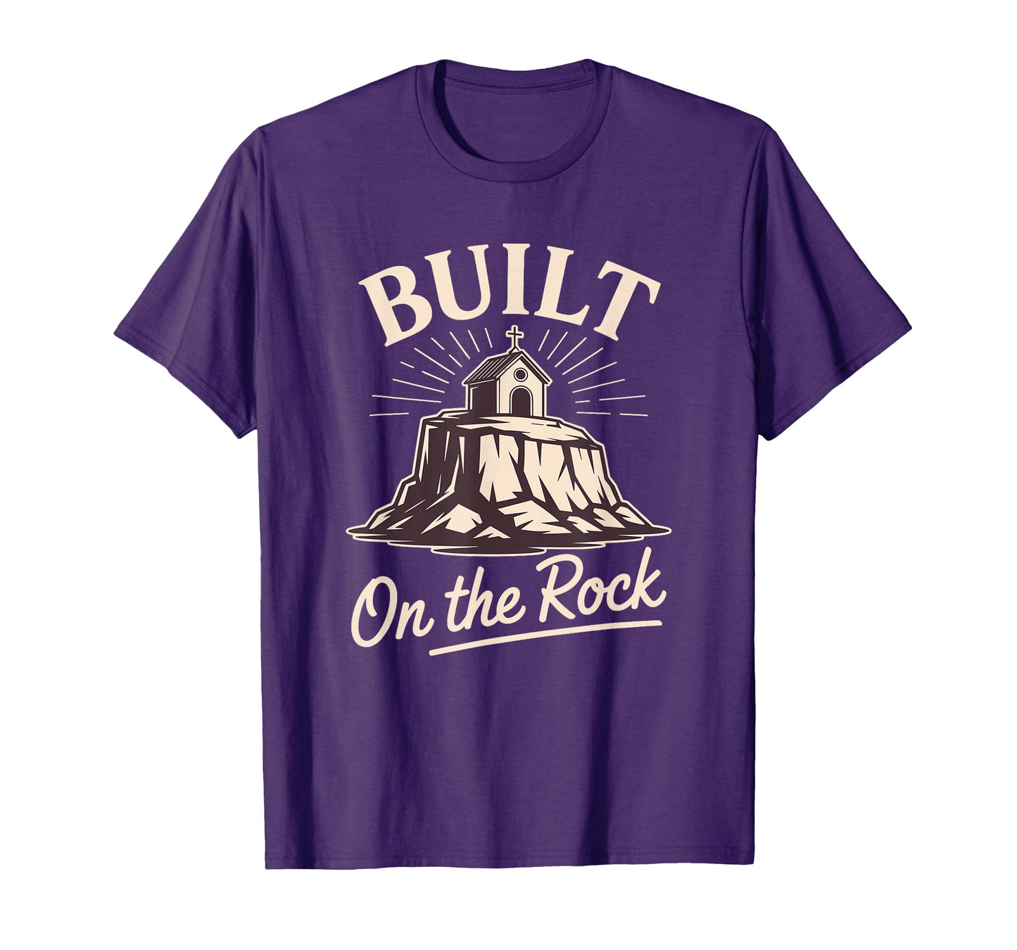 Built on Rock Christian Faith Sunday School Design T-Shirt
