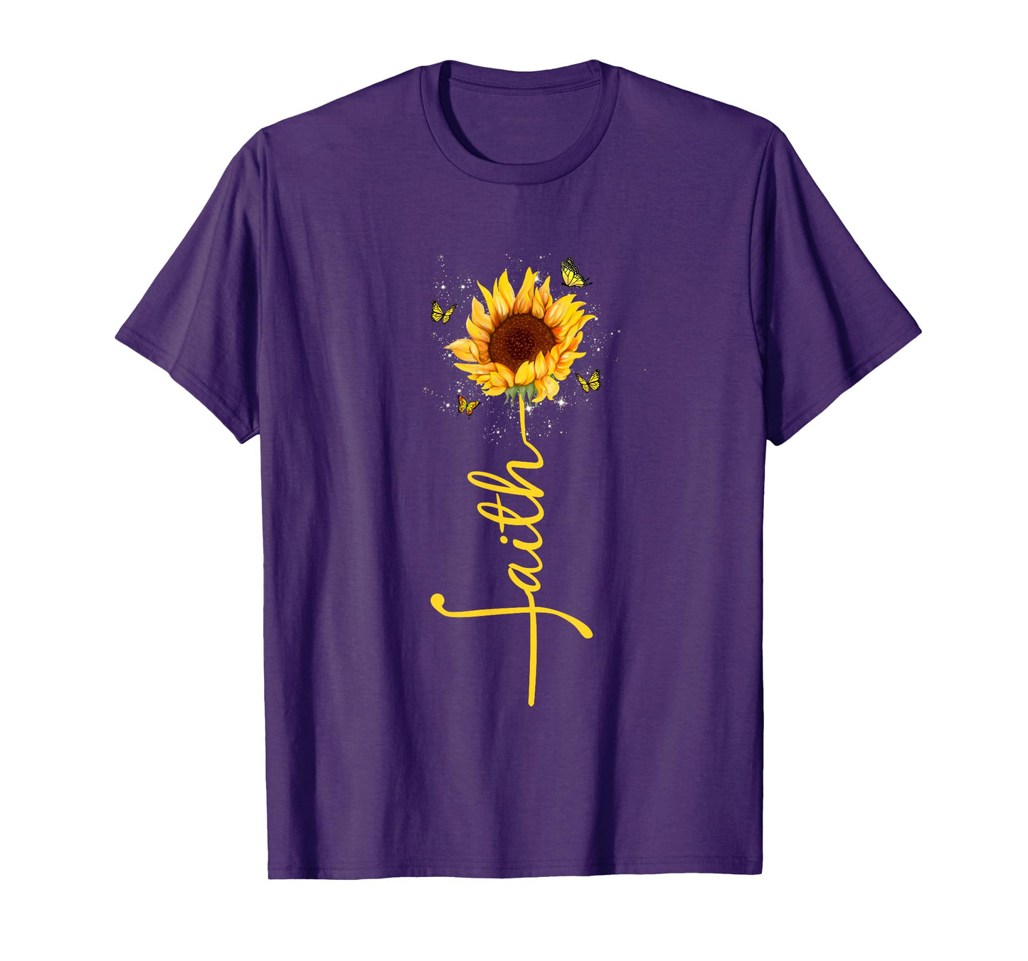 Faith Cross Sunflower Butterflies Flowers Christians Flora T-Shirt