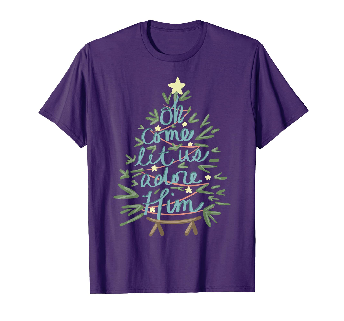 Oh Come Let Us Adore Him Christian Jesus Christmas Pajamas T-Shirt