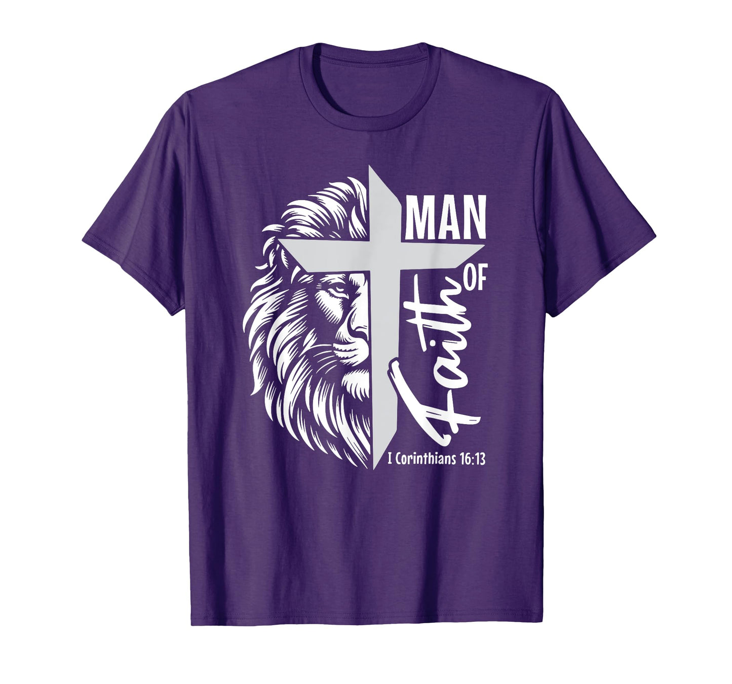 Man of Faith Lion Christian God Jesus Cross T-Shirt