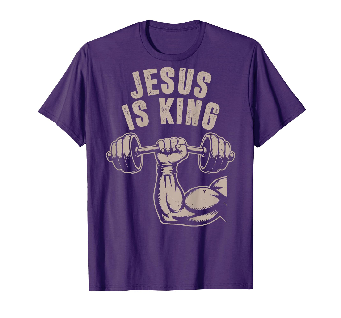 Jesus is King Barbell Cross Funny Christian Workout Gym Men T-Shirt