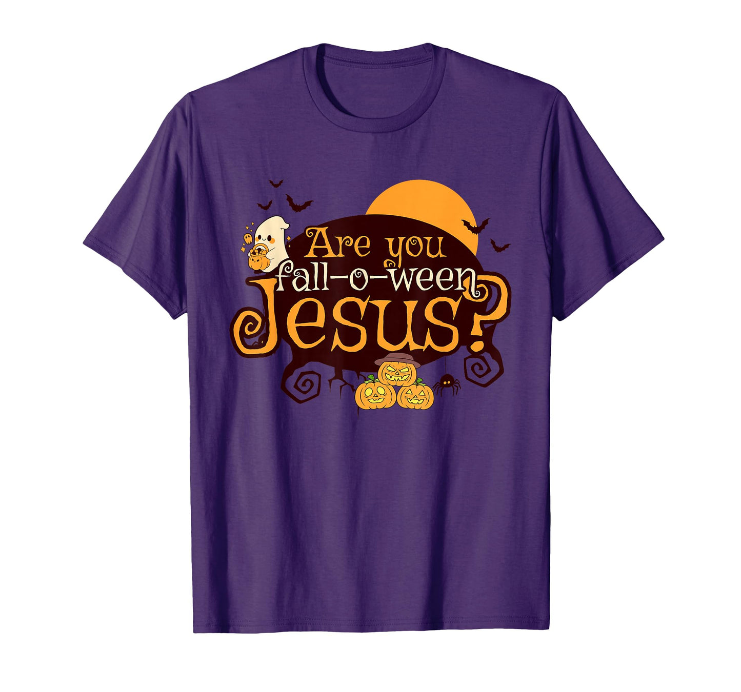 Cute Ghost with Pumpkins are You Fall-o-ween Jesus T-Shirt