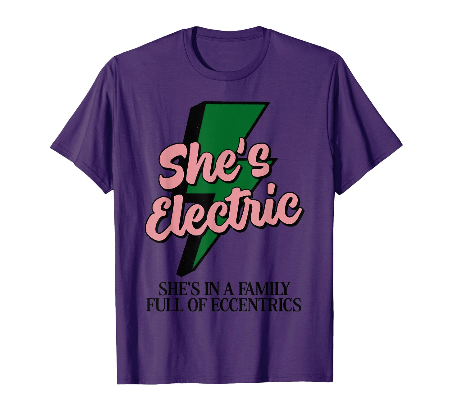Retro Basic Lightning Quote She Electric Funny Simple T-Shirt