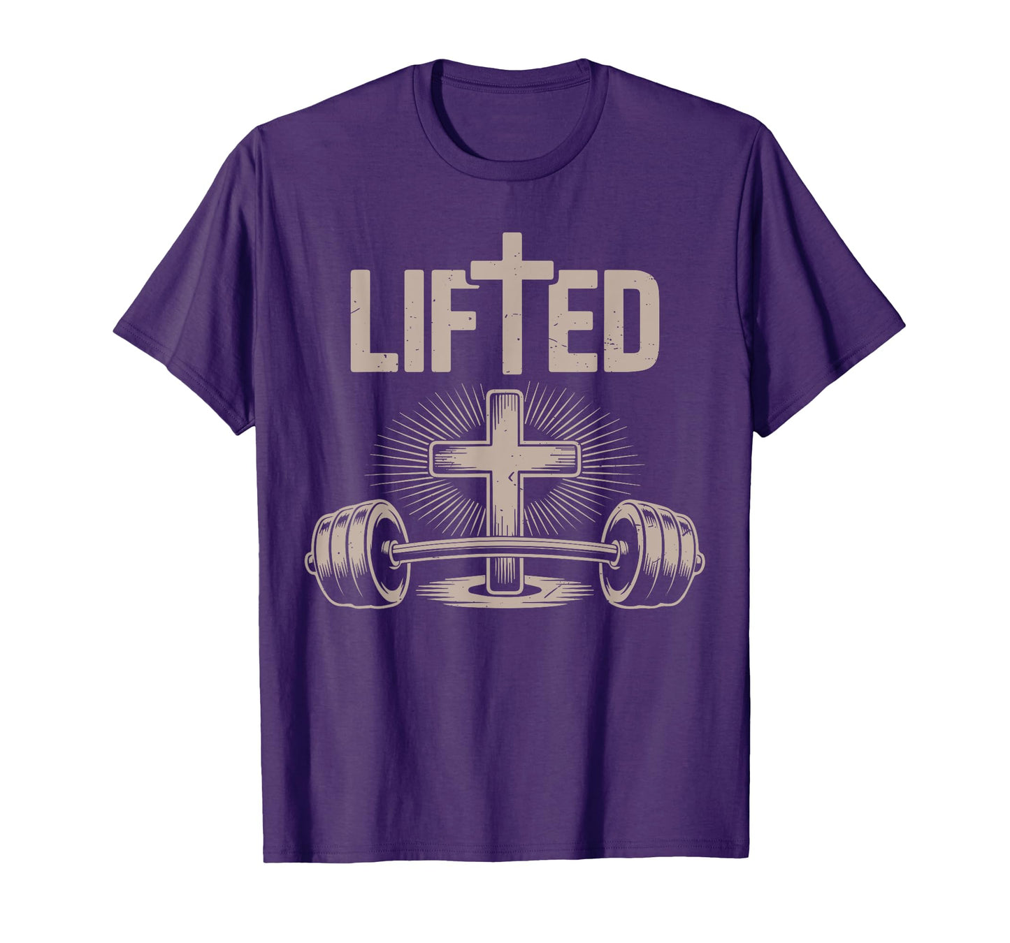Lifted Funny Christian Workout Gym Jesus Weightlifting Cross T-Shirt