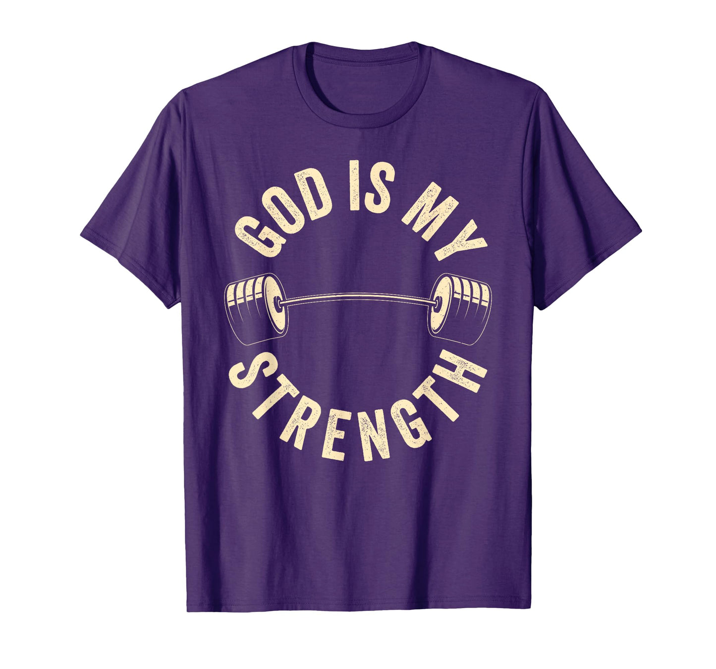 God Is My Strength Vintage Gym Barbell Fitness Christian T-Shirt