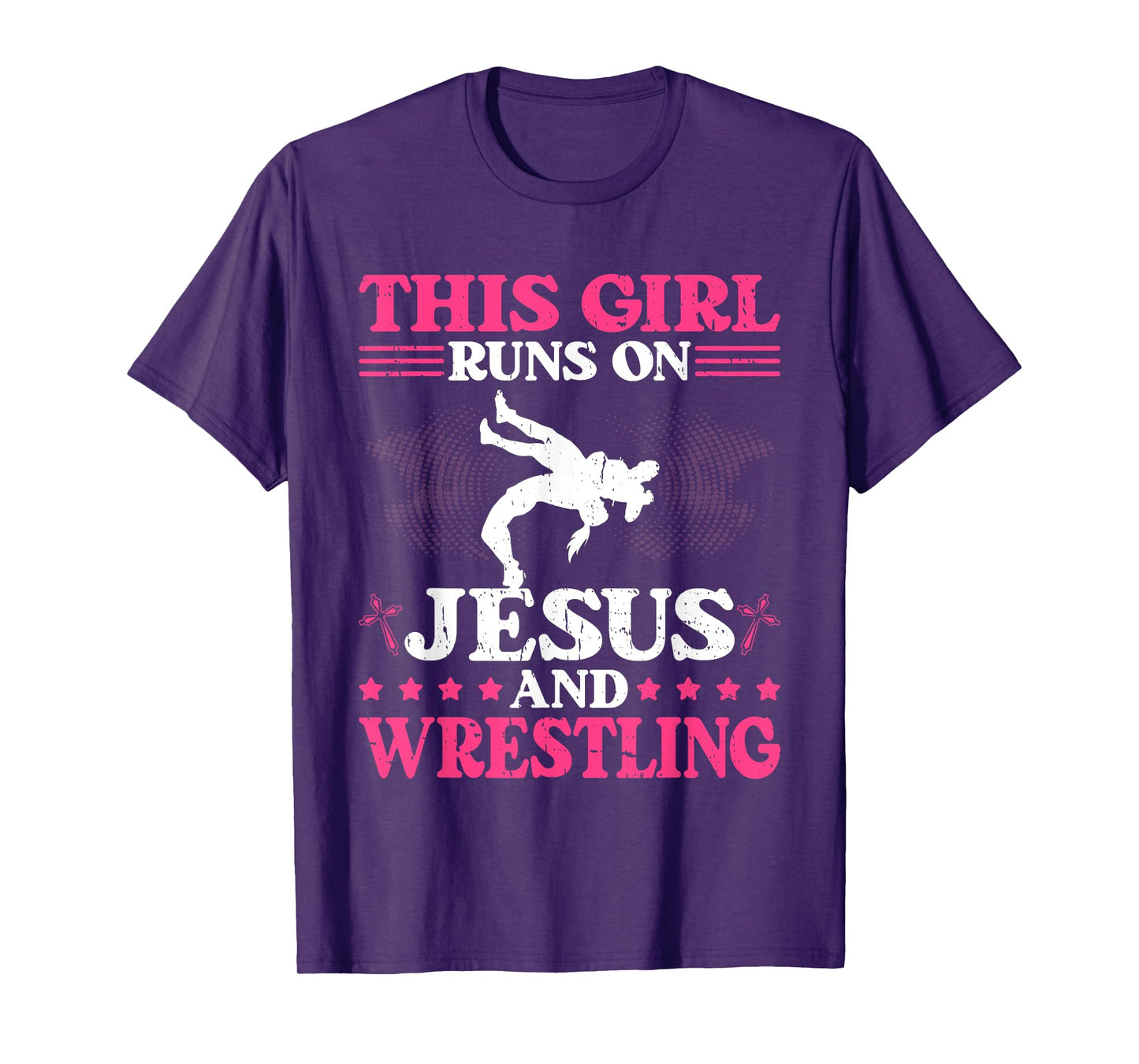 This Girl Runs On Jesus And Wrestling T-Shirt