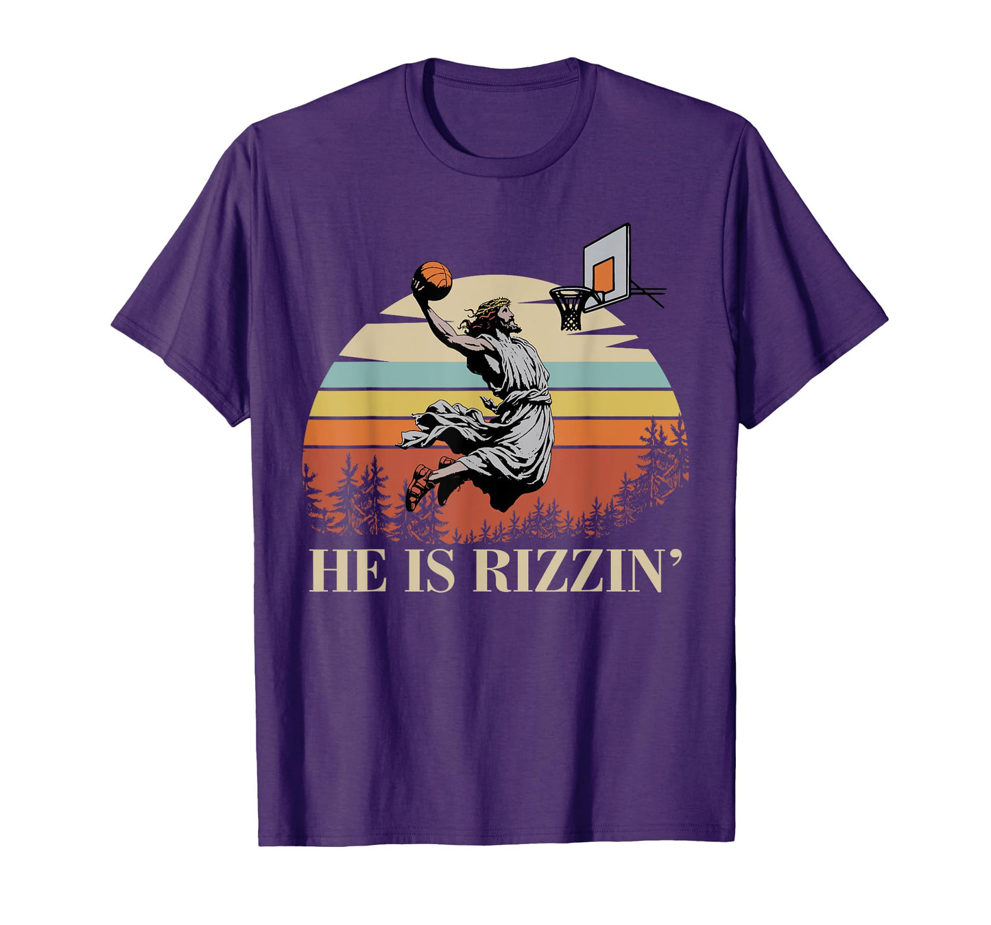 He Is Rizzin Jesus Playing Basketball Funny Easter Day T-Shirt