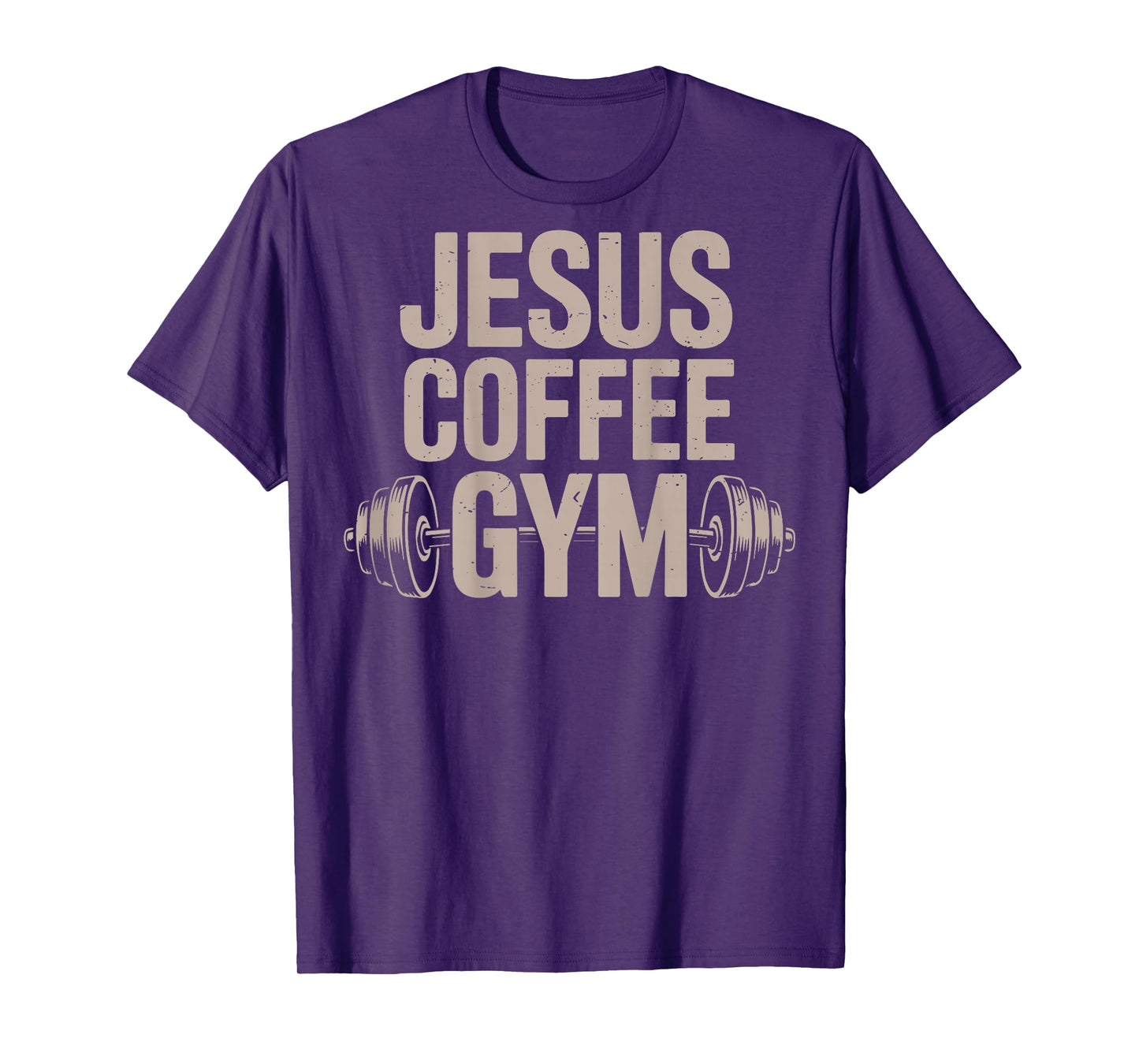 Funny Christian Workout Jesus Coffee Gym Barbell Cross Women T-Shirt