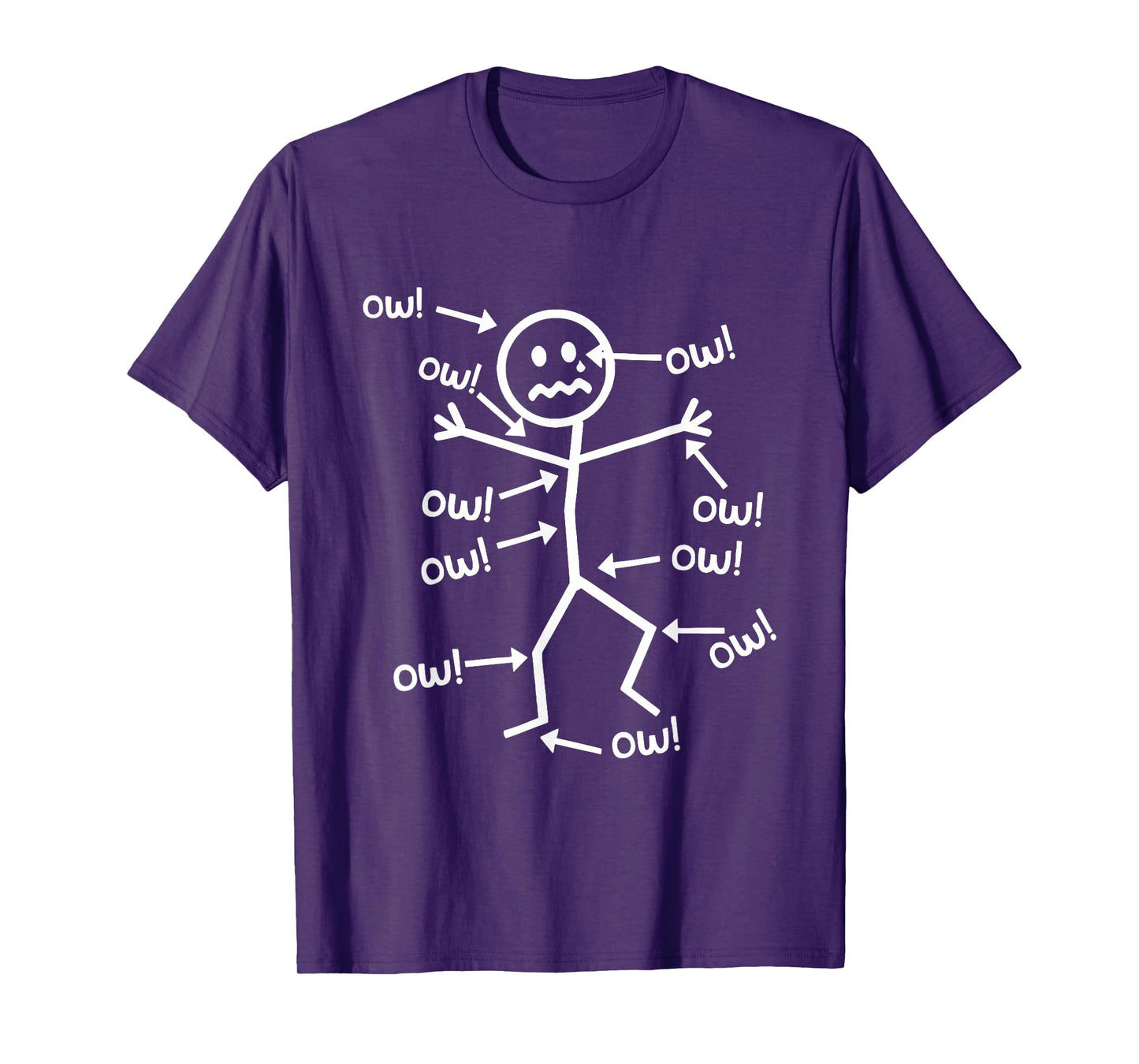 Ow Ow Ow Comedy Stick Character Funny Chronic Pain Meme T-Shirt