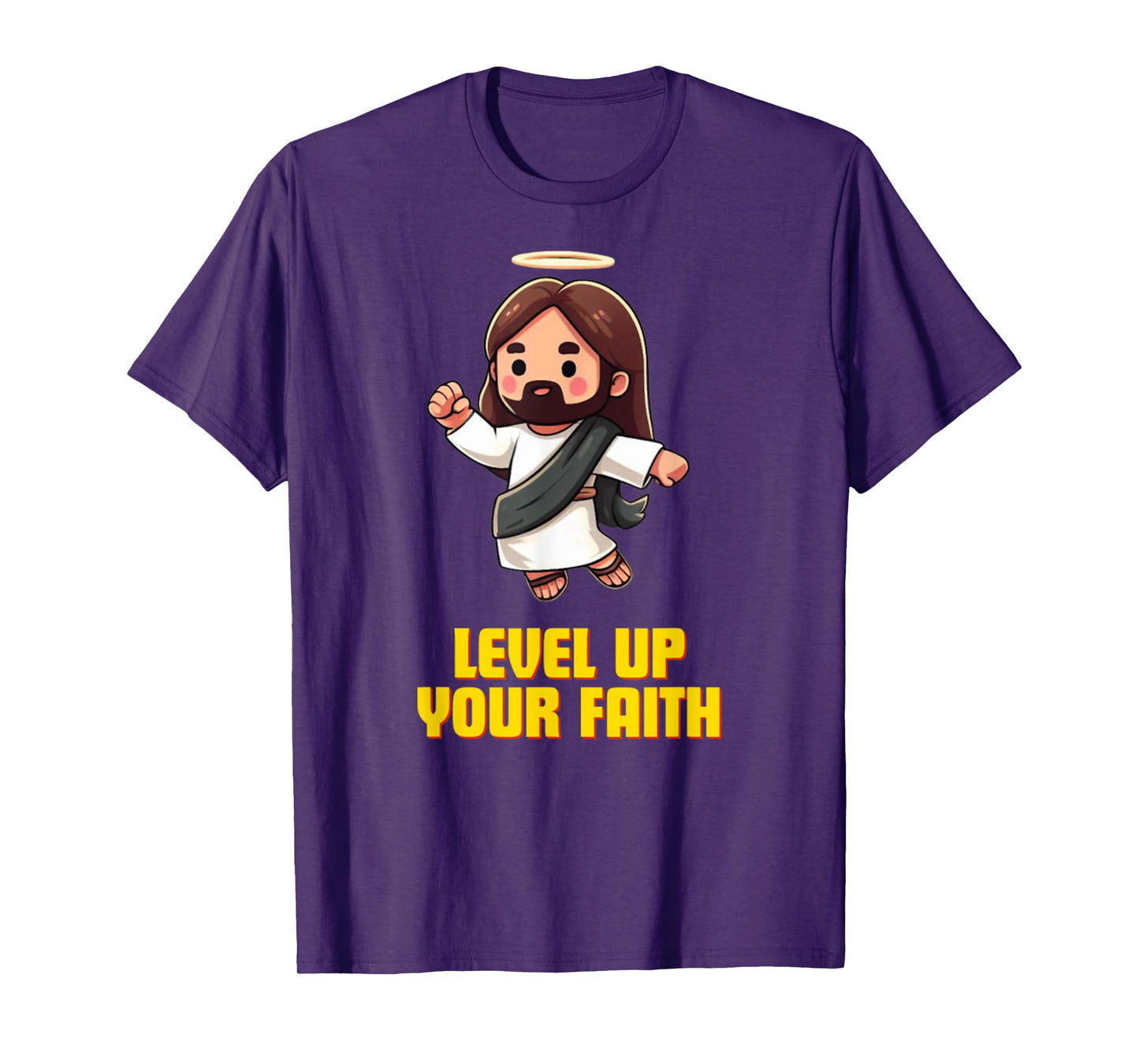 Vintage Level Up Your Faith Cute Jesus Jump T-Shirt