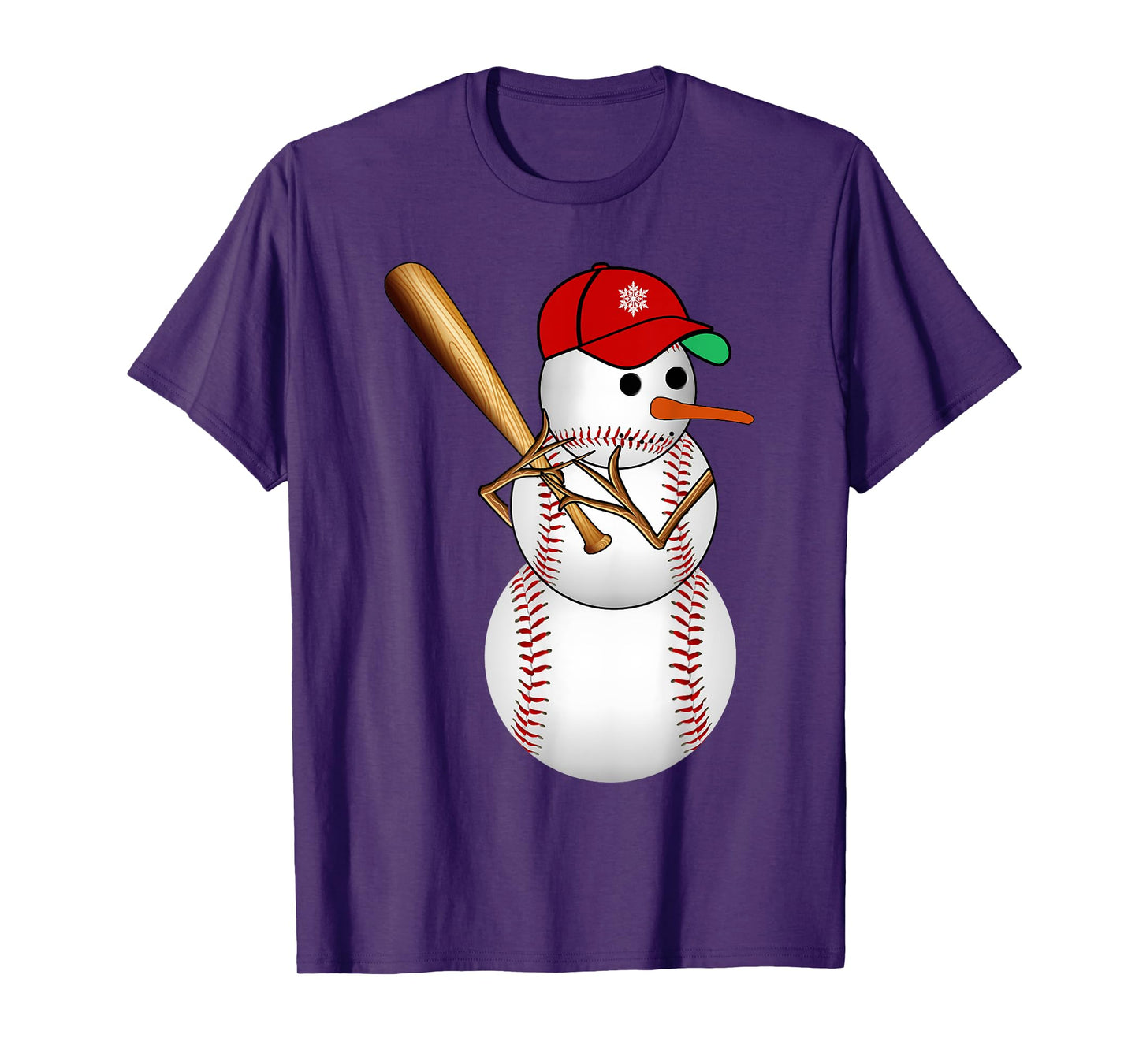 Baseball Snowman Balls Snow Christmas Xmas Gifts Men Women T-Shirt