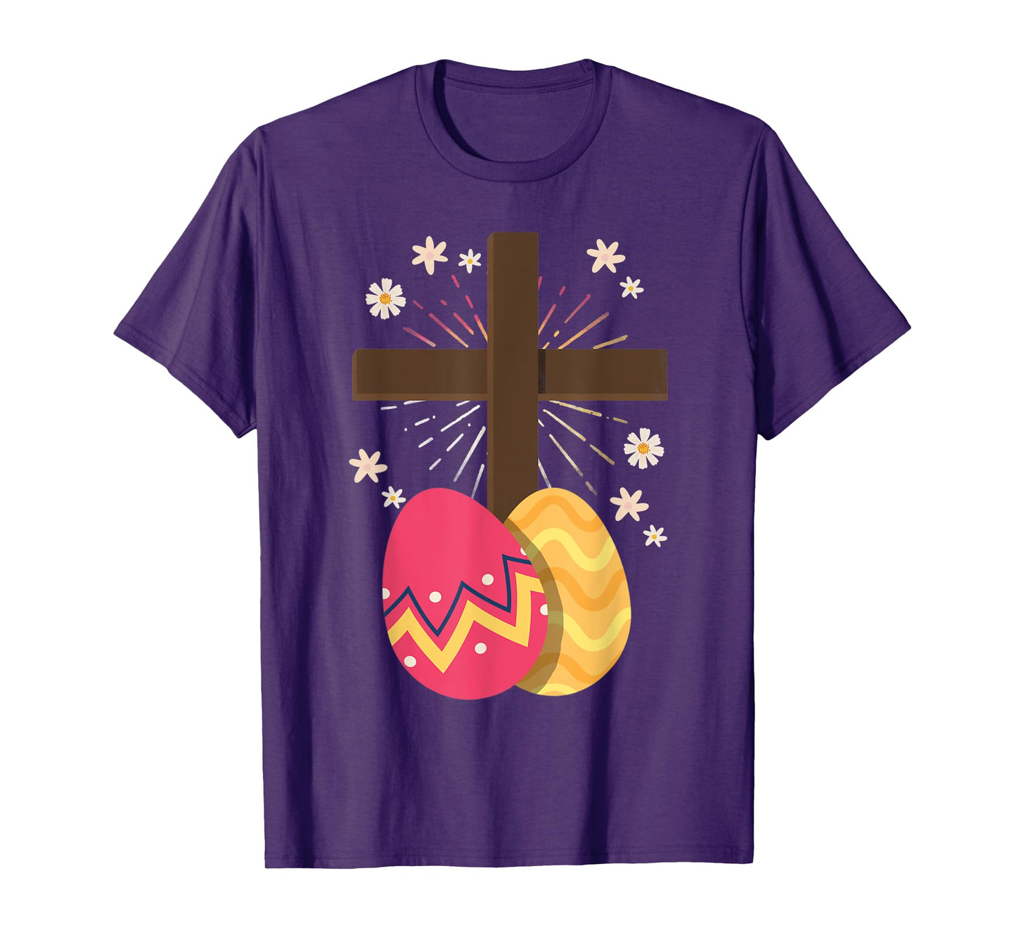 Christianity Cross Jesus Christ Flower Easter Eggs T-Shirt
