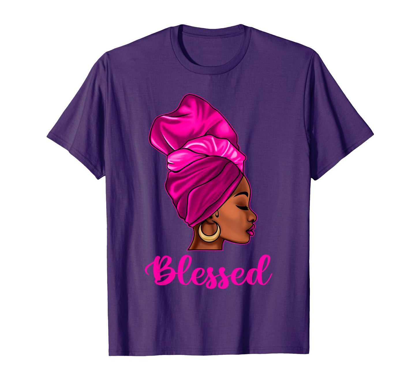 Blessed African American Black Women Headwrap Girl Christian T-Shirt
