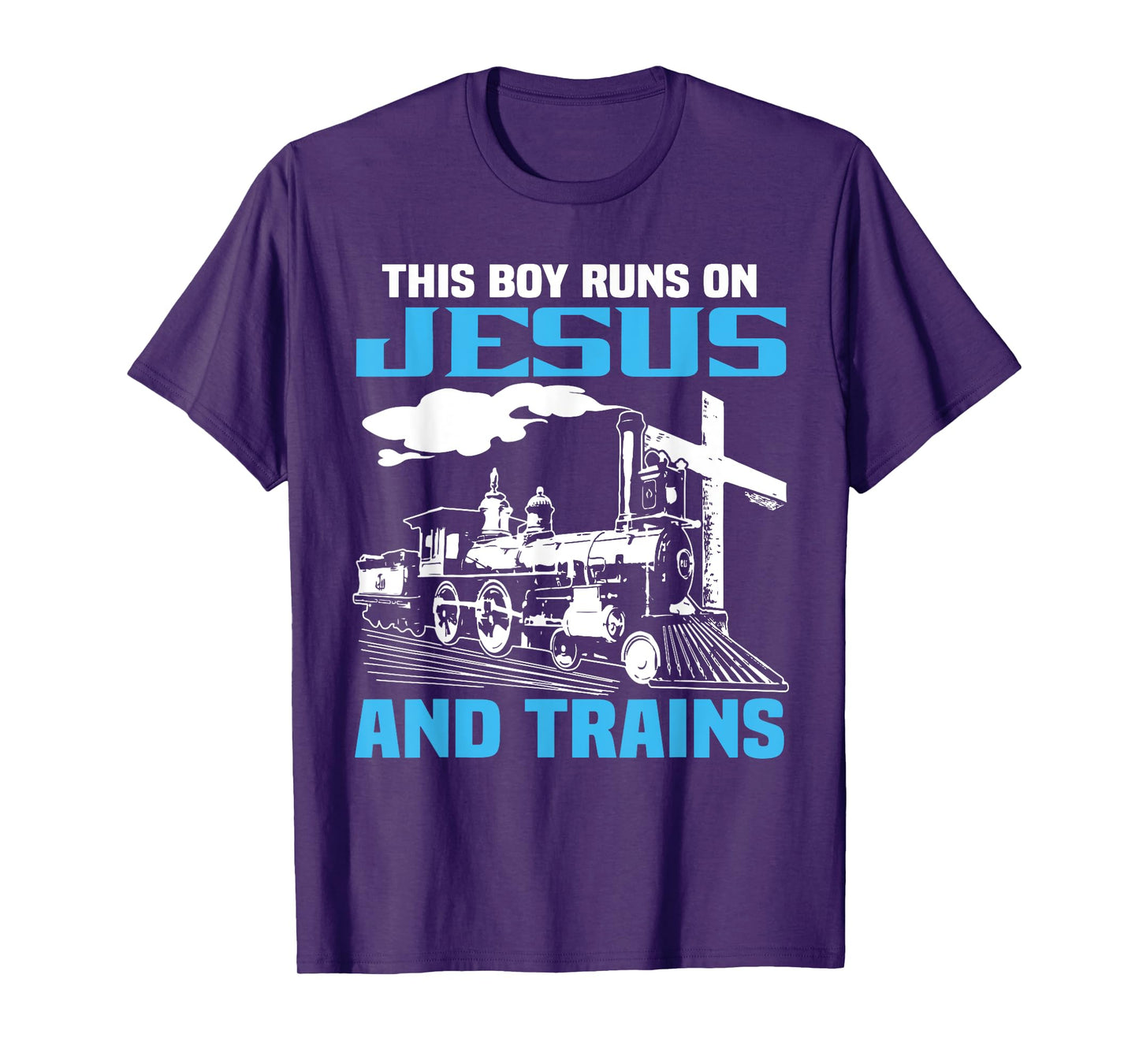 This Boy Runs On Jesus And Trains Locomotive Railroad T-Shirt