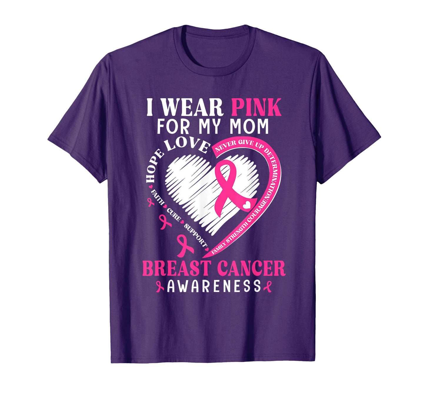 I Wear Pink for My Mom Pink Ribbon Breast Cancer Awareness T-Shirt